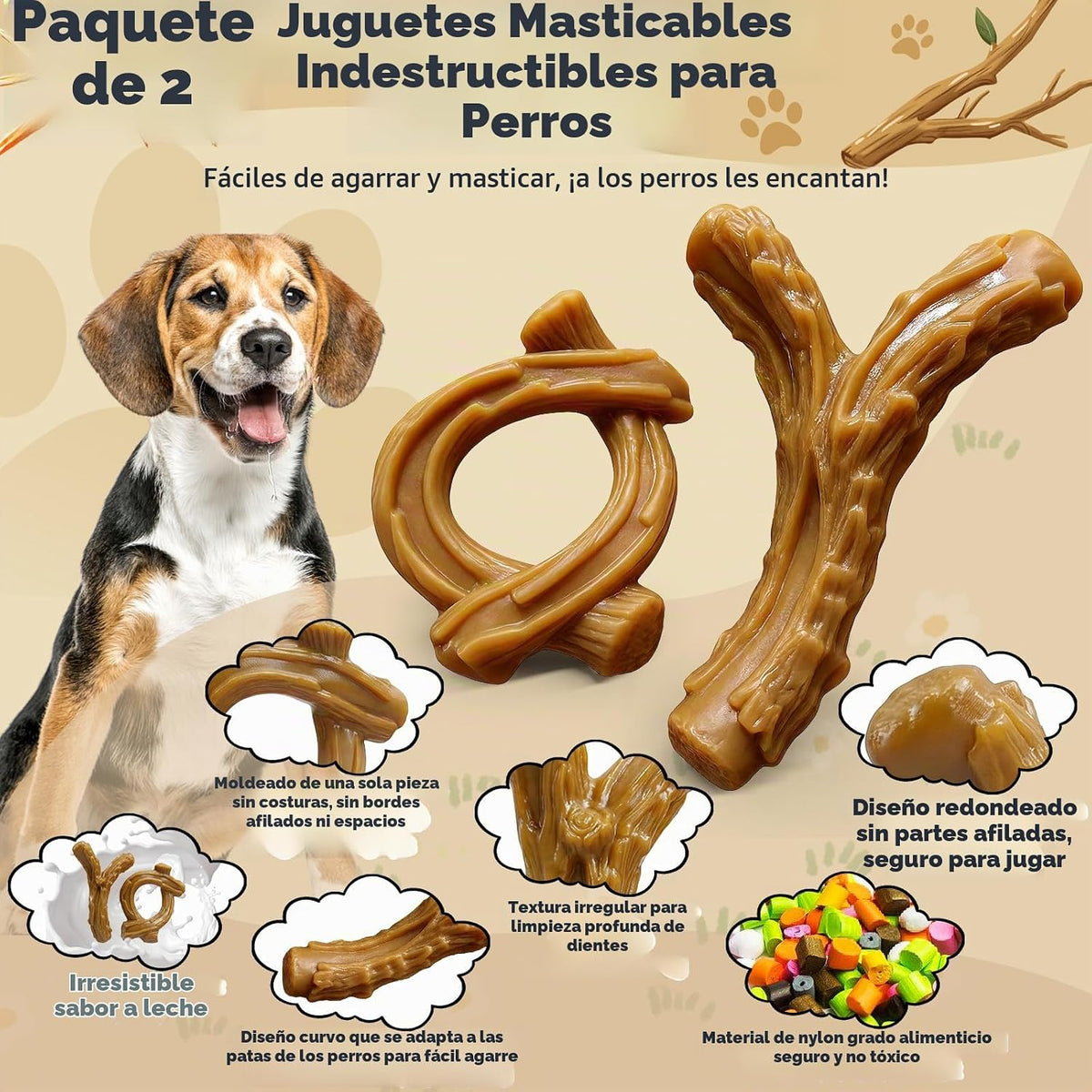 WOWBALA Paquete de 2 juguetes masticables para perros para masticad...