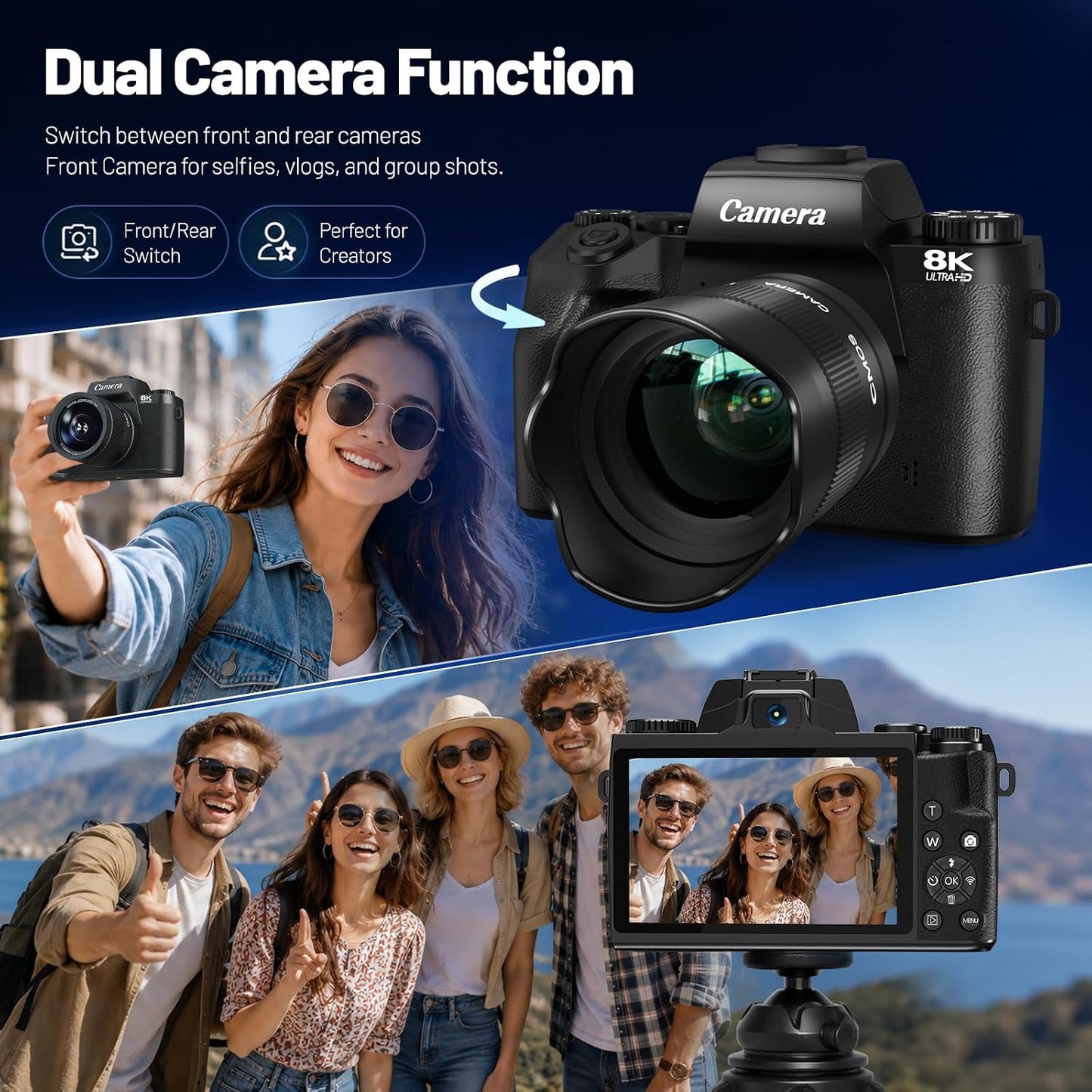 Cámaras digitales 8K para fotografía, cámara de vlogging de 64MP pa...