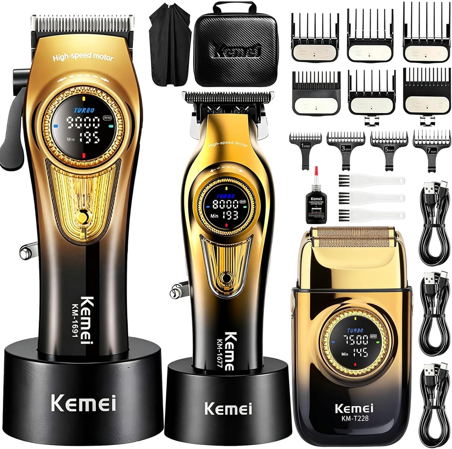 Cortadora de pelo profesional 3 en 1 para hombres, kit de peluquerí...