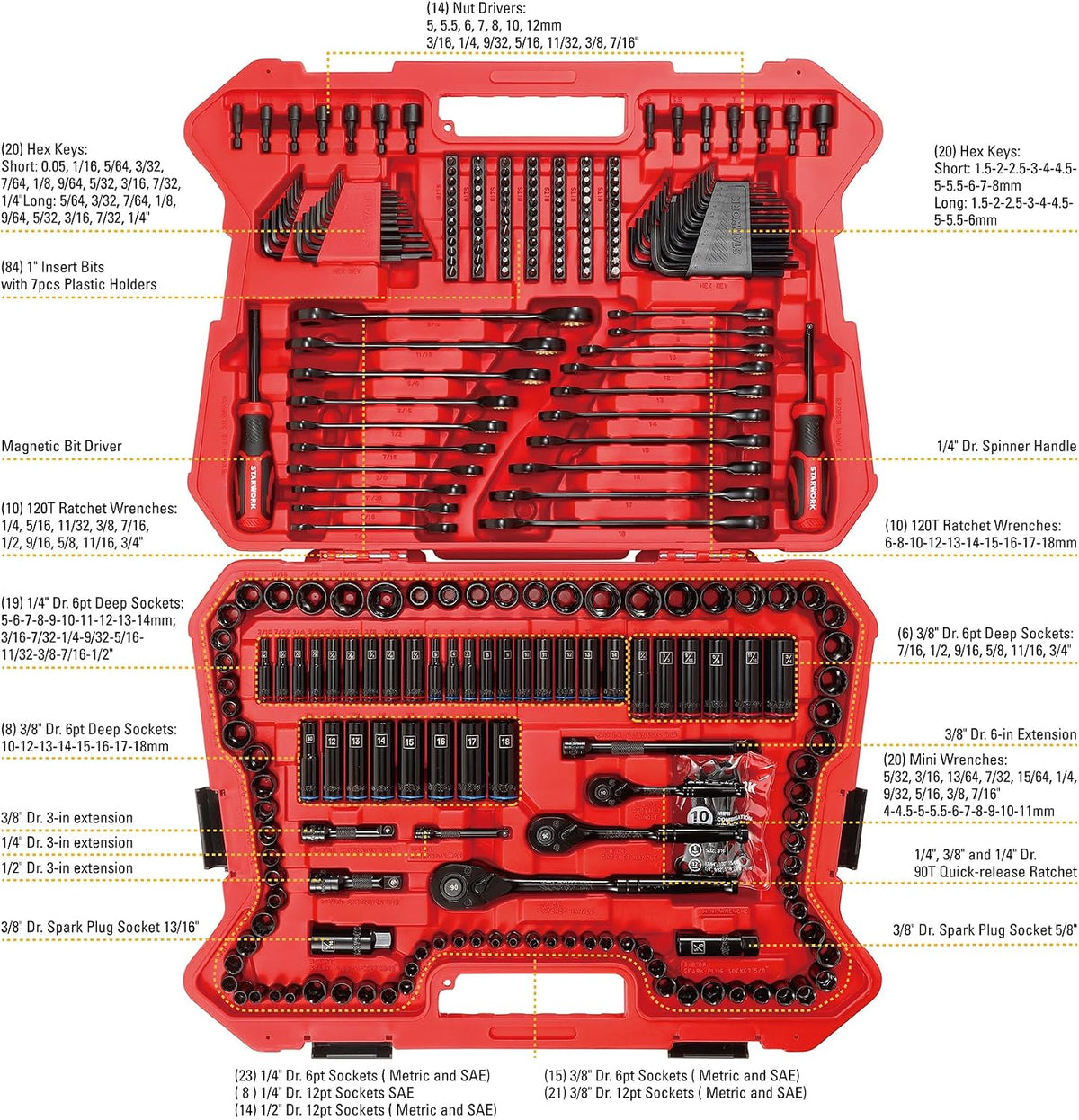 STARWORK TRUE MECHANIC - Juego de herramientas mecánicas de 303 pie...