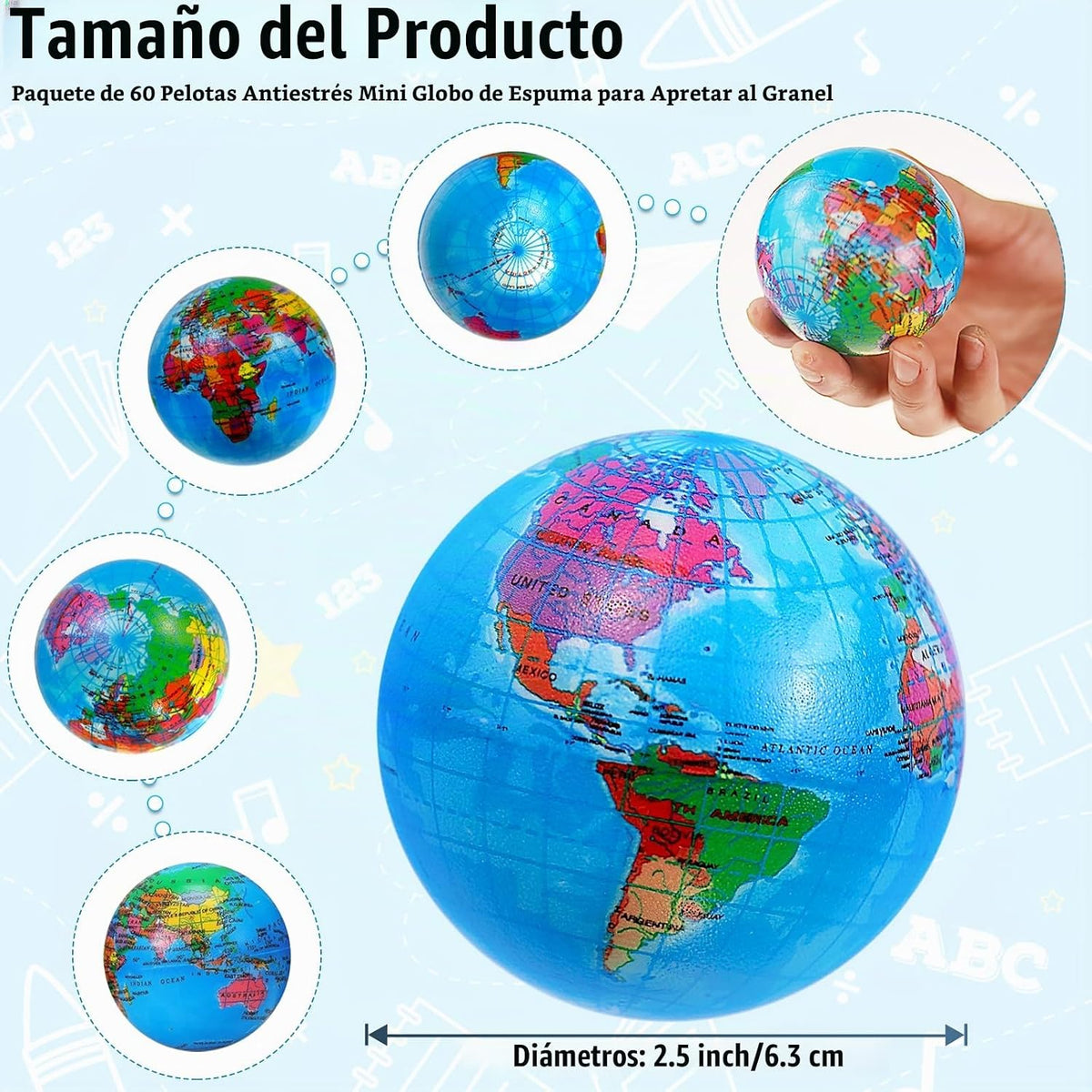 Oleitodh - 60 bolas de globo para apretar a granel, bolas de alivio...