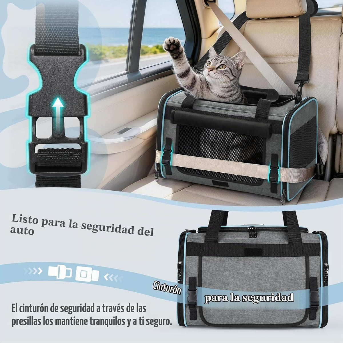 rabbitgoo Transportador de gatos suave, bolsa para mascotas con sol...