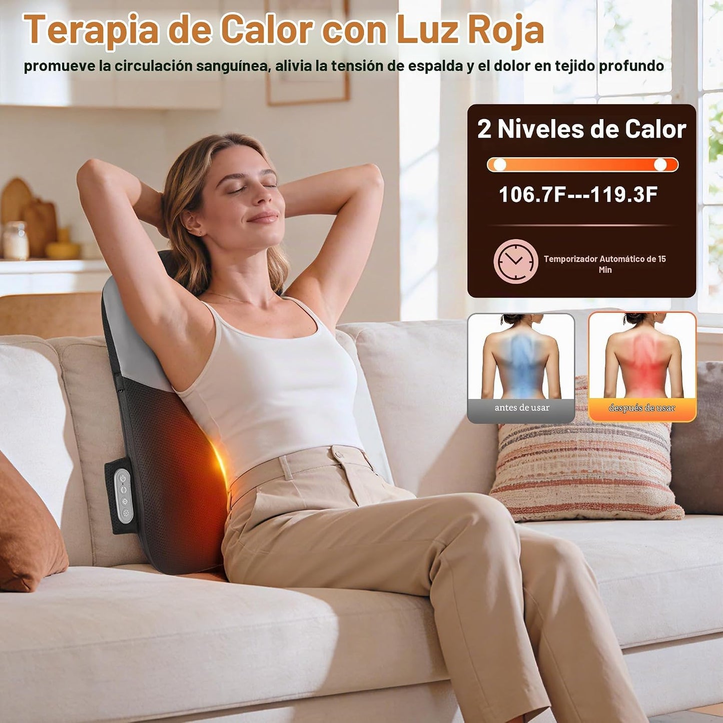 hlthsky Masajeador de cuello y espalda con calor, enrollable hacia...