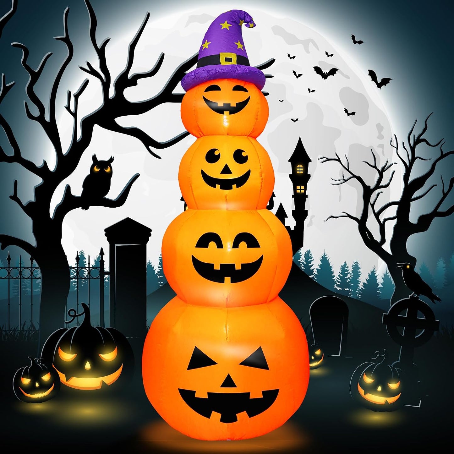 DearSun Calabazas inflables apiladas de Halloween de 8 pies de alto...