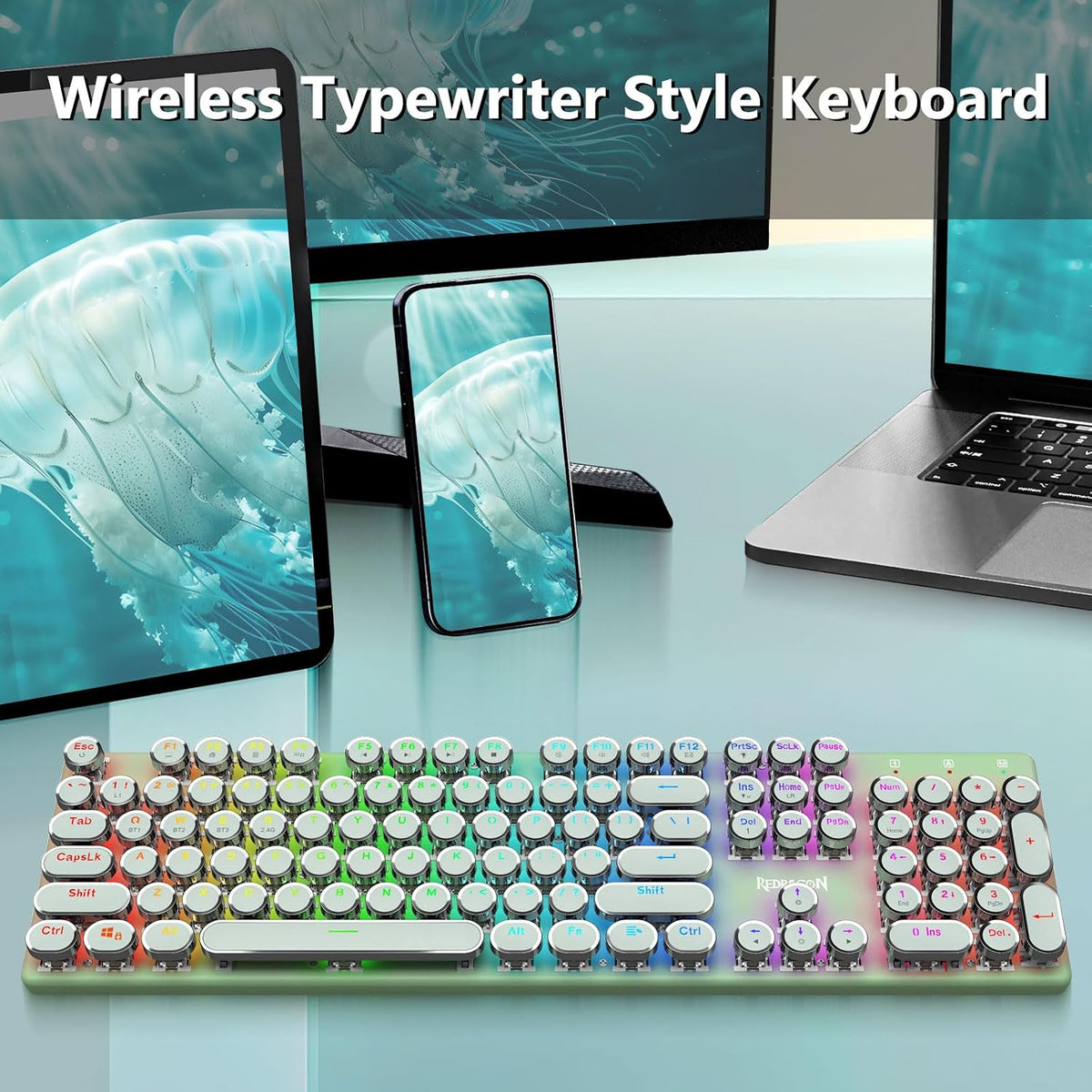 Redragon K710 Teclado mecánico inalámbrico para juegos, Bluetooth\/...