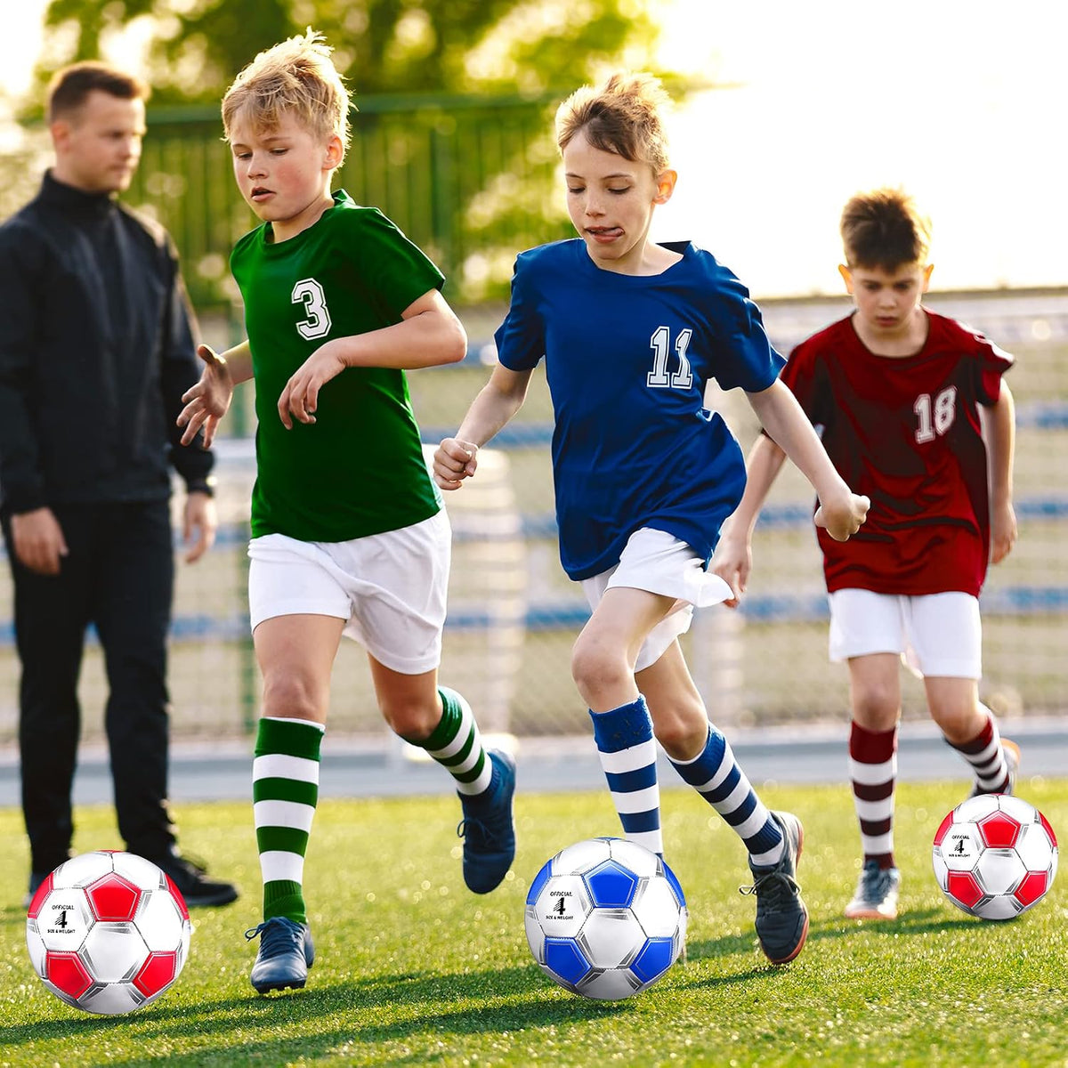 HyDren 2 pelotas de fútbol con inflador, tamaño oficial 4\/5, pelot...