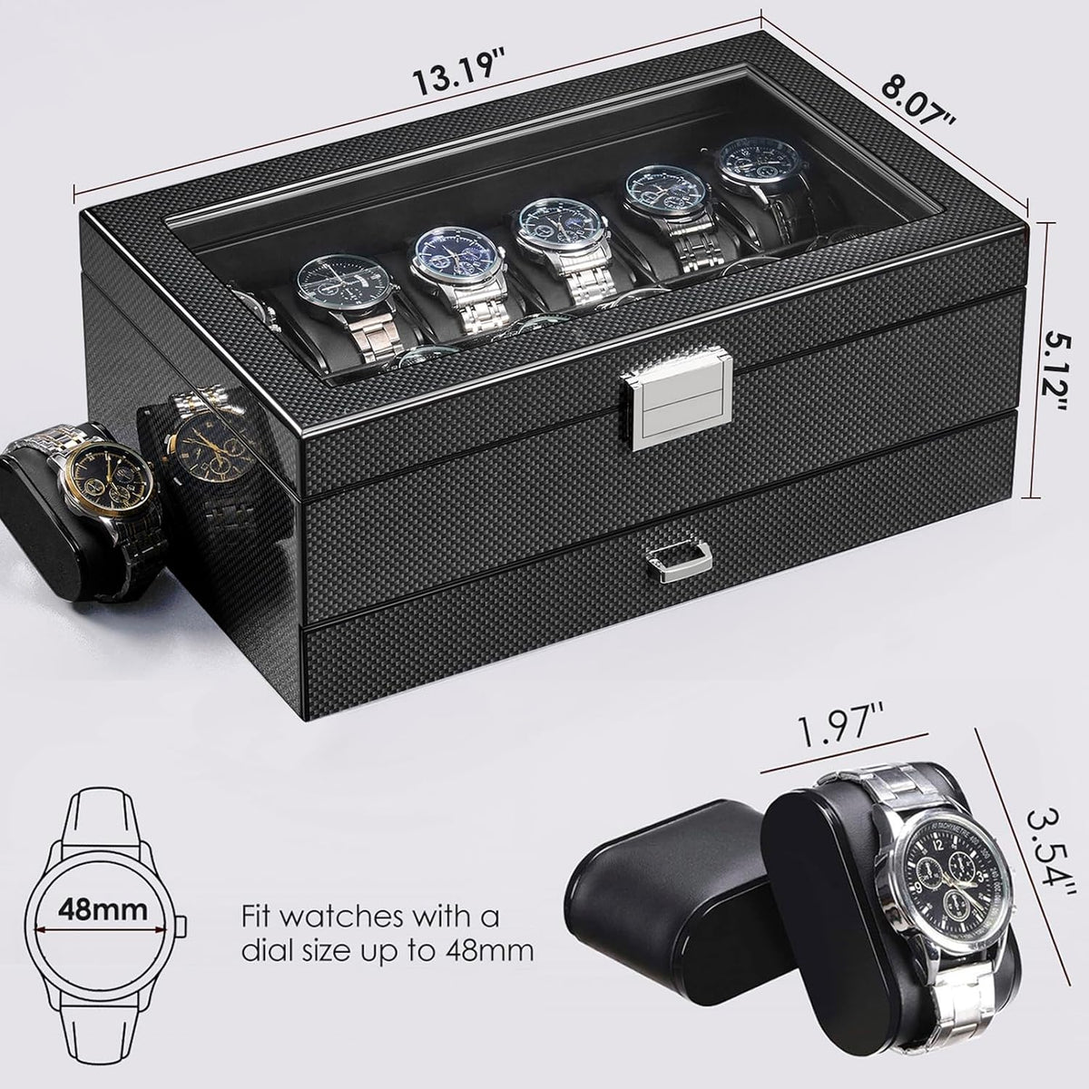 BEWISHOME Estuche de Reloj de Alta Gama, Caja de Reloj de Madera de...