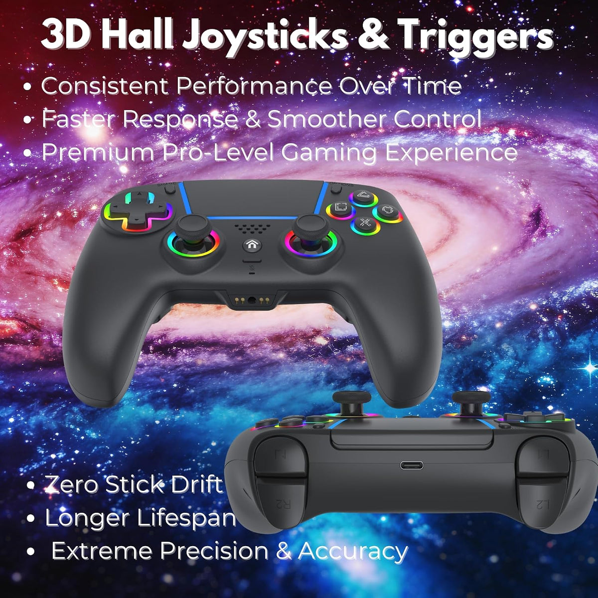 NEVORK Mando Inalámbrico para Consola PS5 y PC, Joysticks Efecto Ha...
