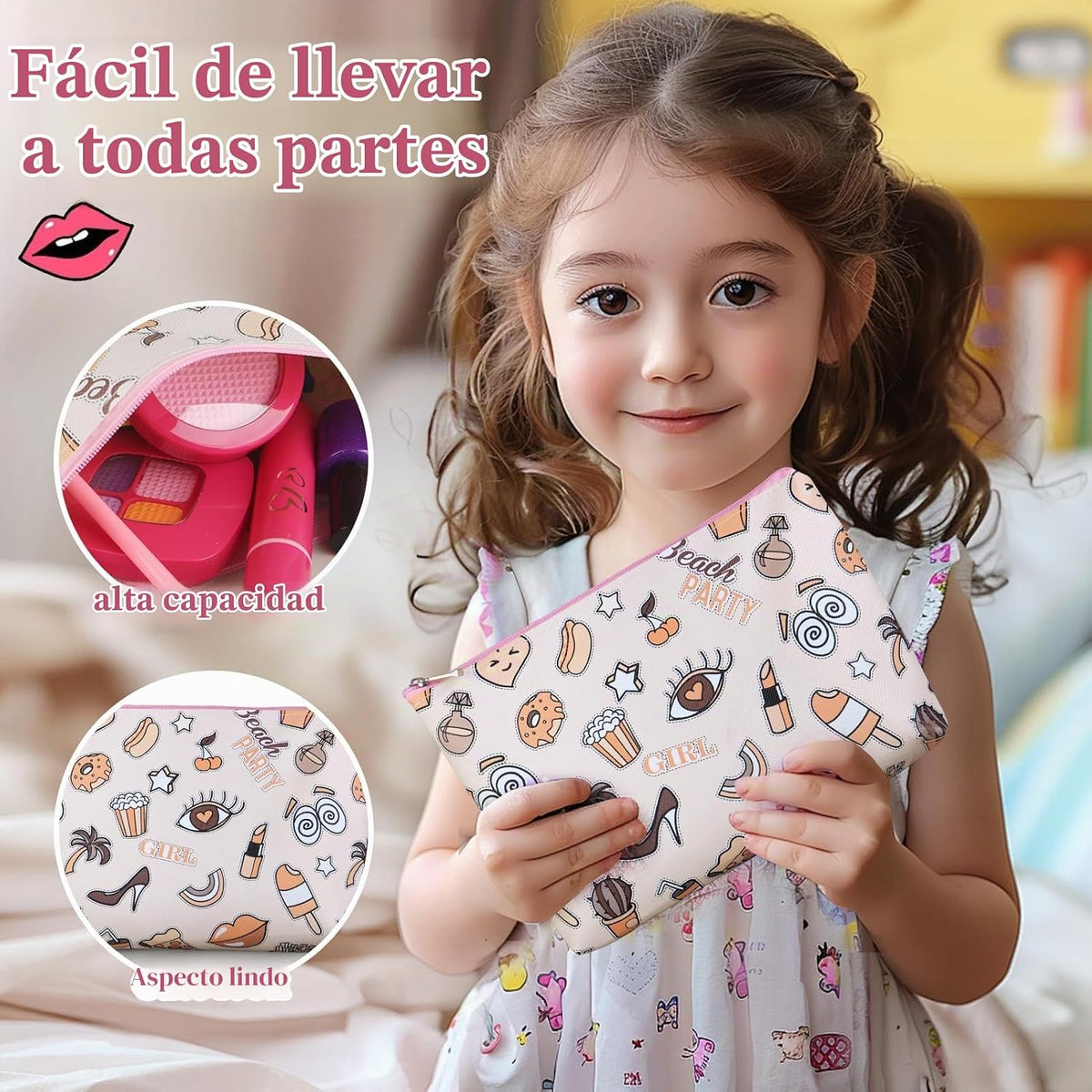 Woumserta - Kits de maquillaje para niñas pequeñas, maquillaje beig...