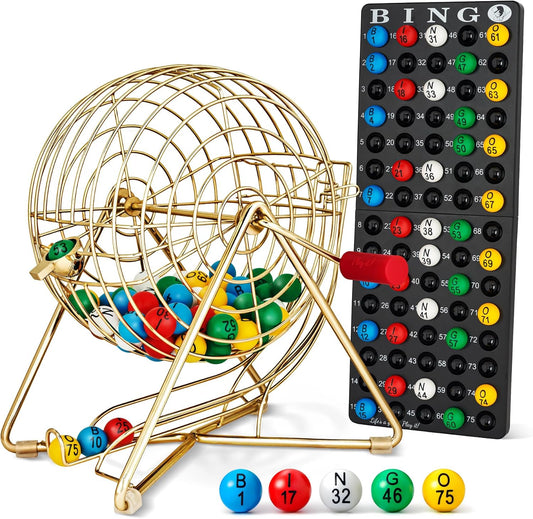MR CHIPS Juego de bingo profesional de 11 pulgadas de alto con jaul...