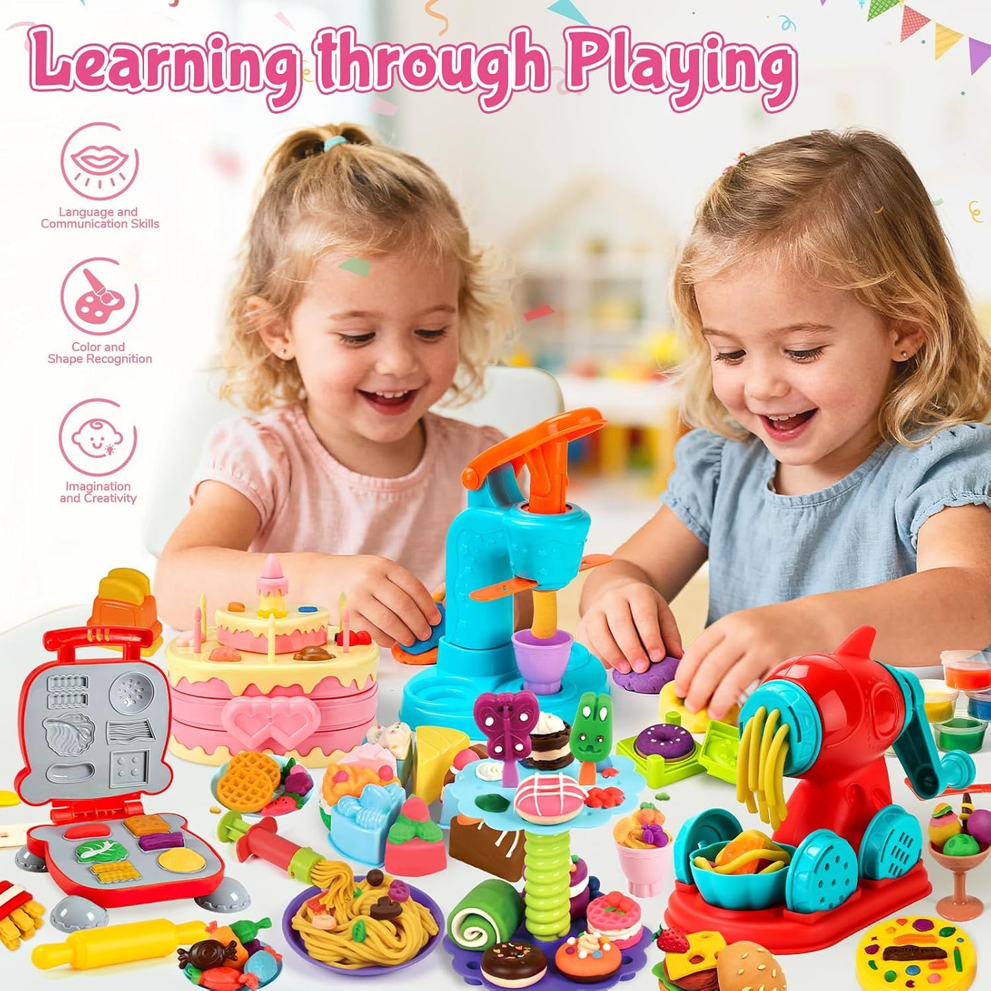 99 piezas, juegos de masa 5 en 1 para niños de 3-4-8 años, kit de h...
