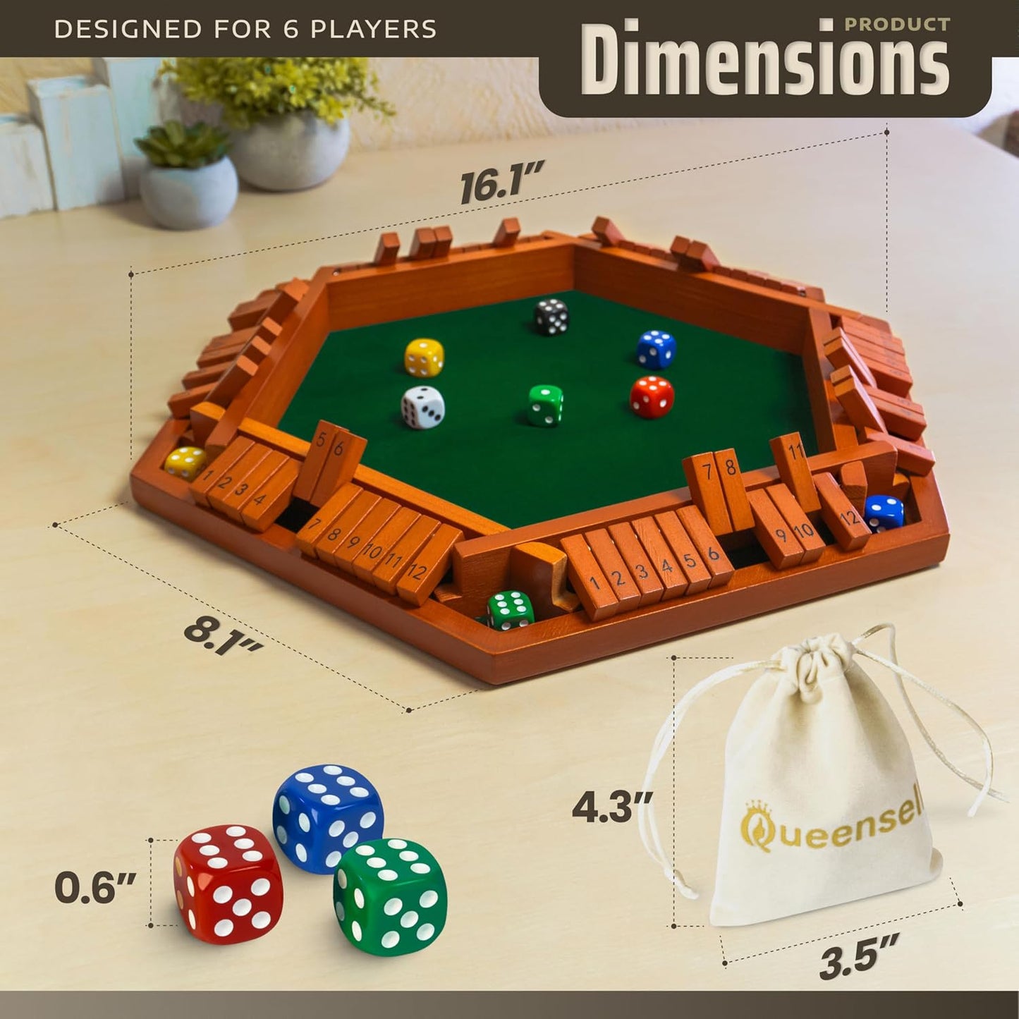 Shut The Box Game Tablero de madera para 1-6 jugadores, juego Shut...