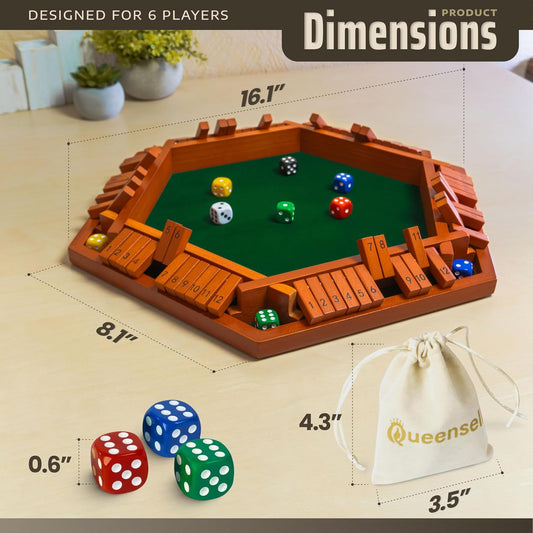 Shut The Box Game Tablero de madera para 1-6 jugadores, juego Shut...