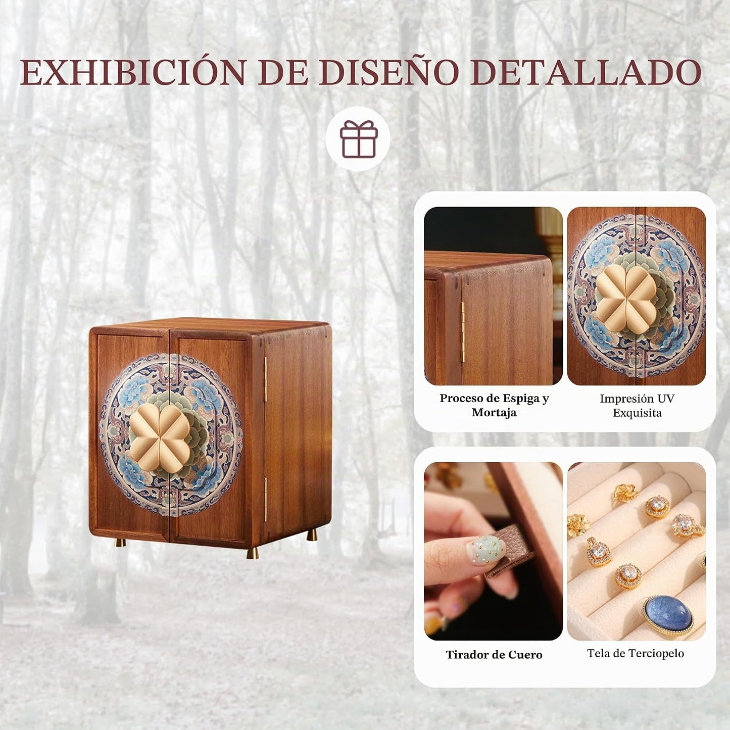 KAOTGOT Joyero de madera para mujeres y niñas, organizador grande d...