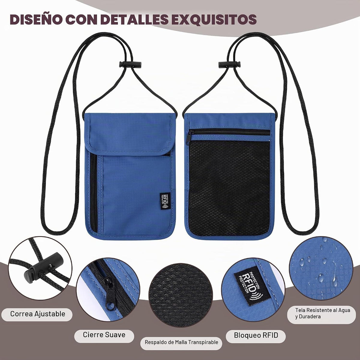 Likesing Cartera de viaje con cuello de viaje de 5.5 pulgadas de la...