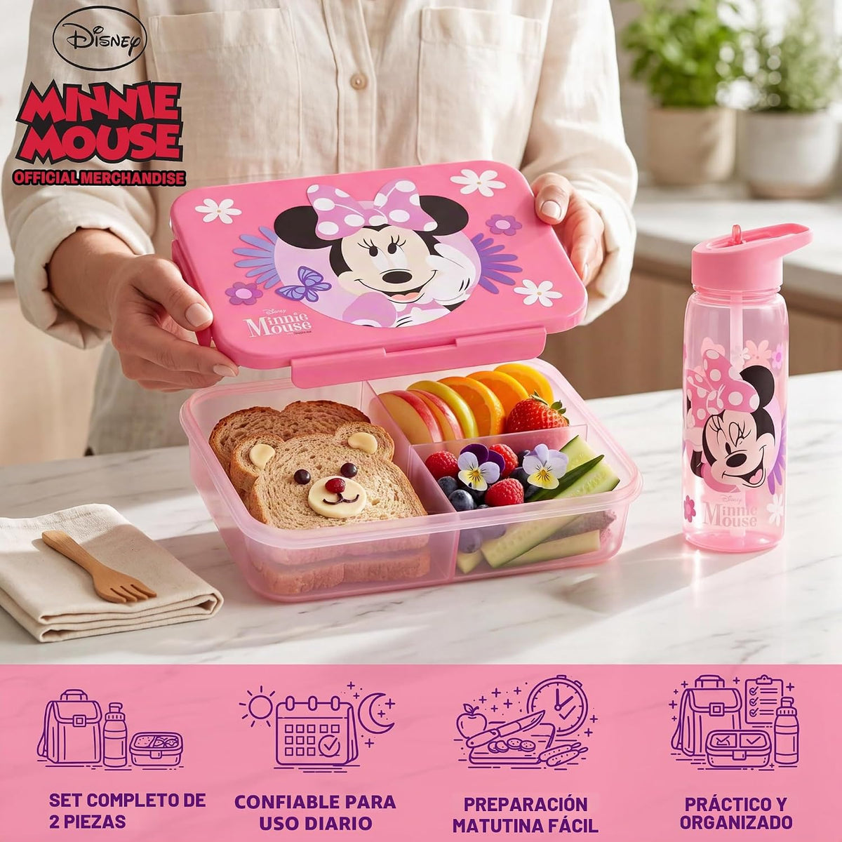 Get Trend Disney Minnie Mouse - Juego de 2 cajas de almuerzo para n...
