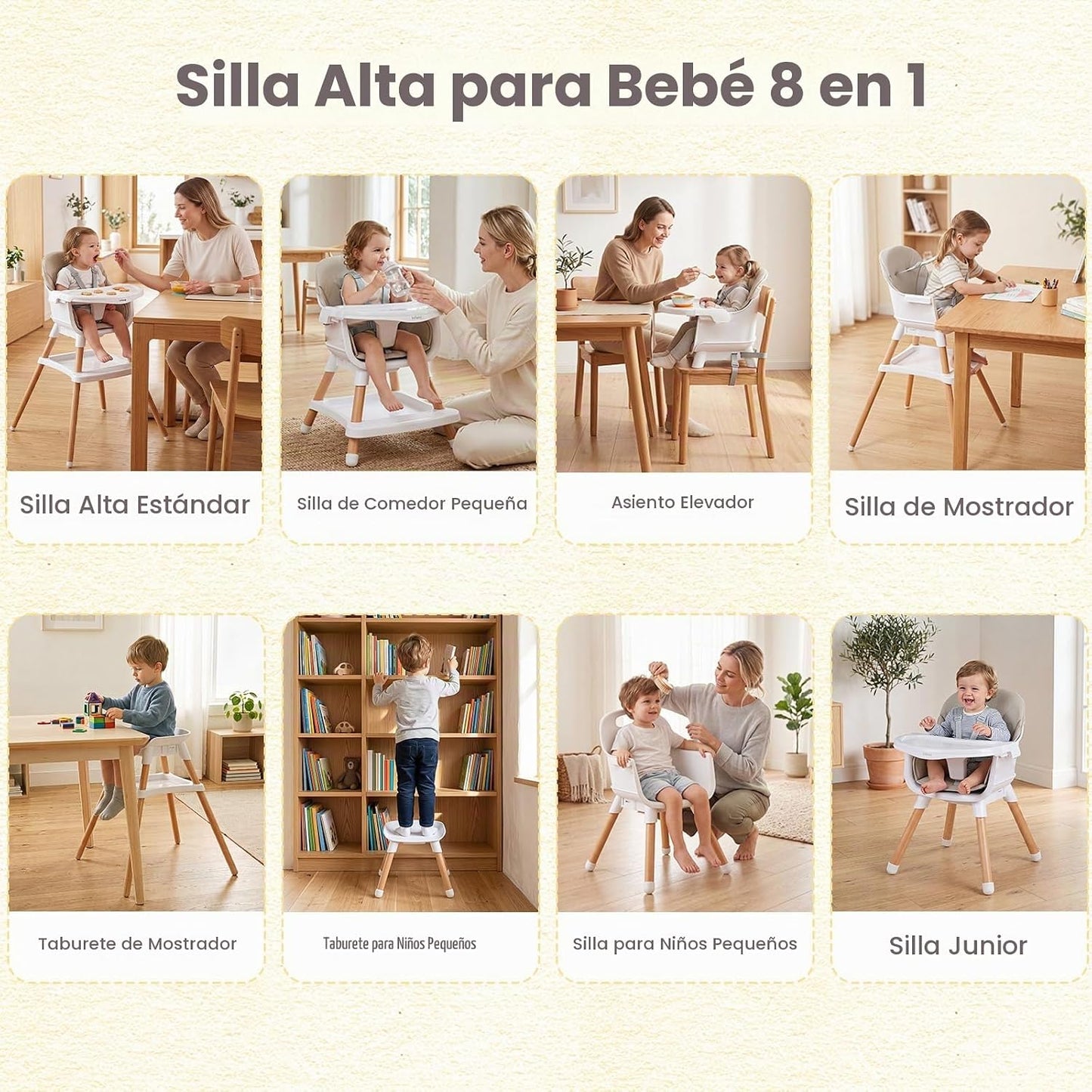 INFANS Silla alta 8 en 1 para bebé, convertible a asiento elevador,...
