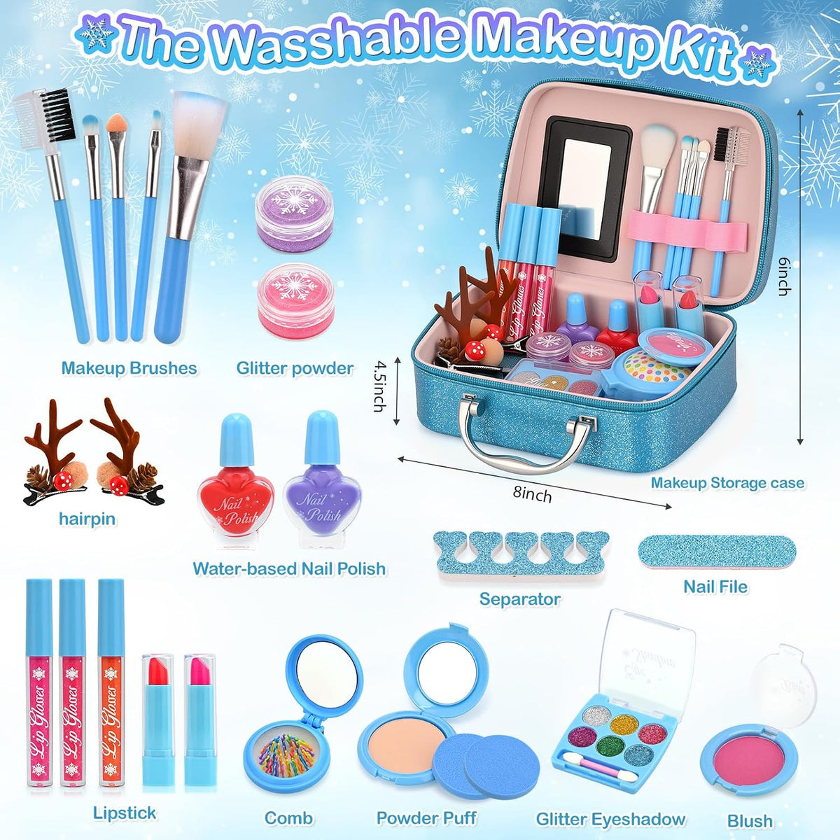 ACGASK Kit de Maquillaje Real Lavable para Niñas - Juego de Maquill...