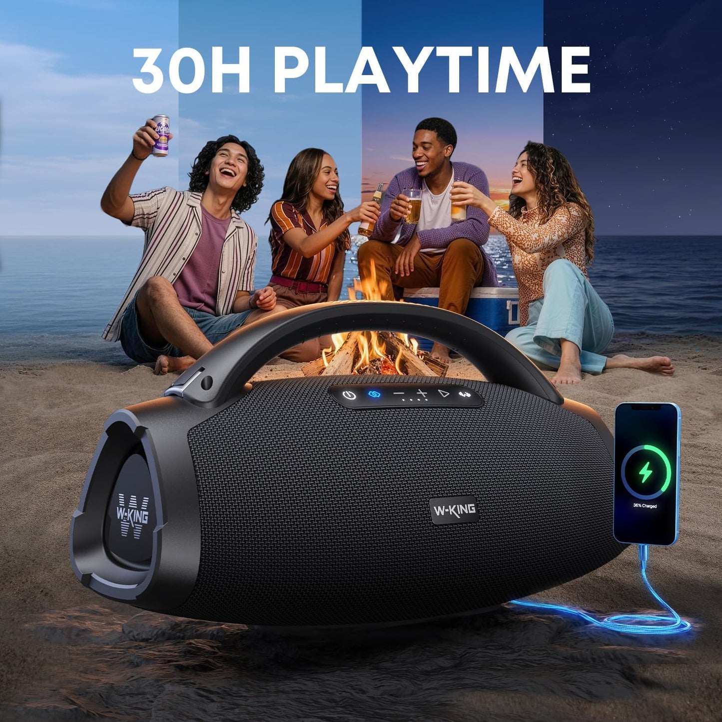 W-KING Altavoz Bluetooth portátil, 330 W pico fuerte Boombox Party...