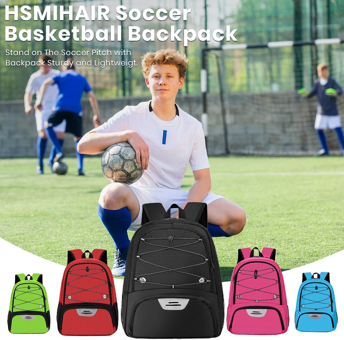 Hsmihair - Mochila de fútbol juvenil - Mochila para fútbol y balonc...