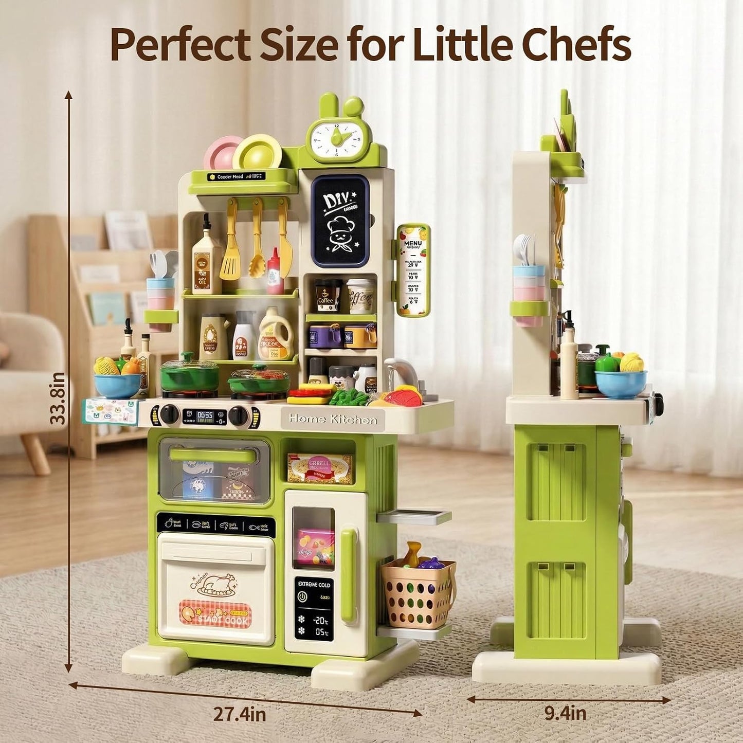 Juego de cocina para niños de 33.8 pulgadas - 70 piezas con sonido...