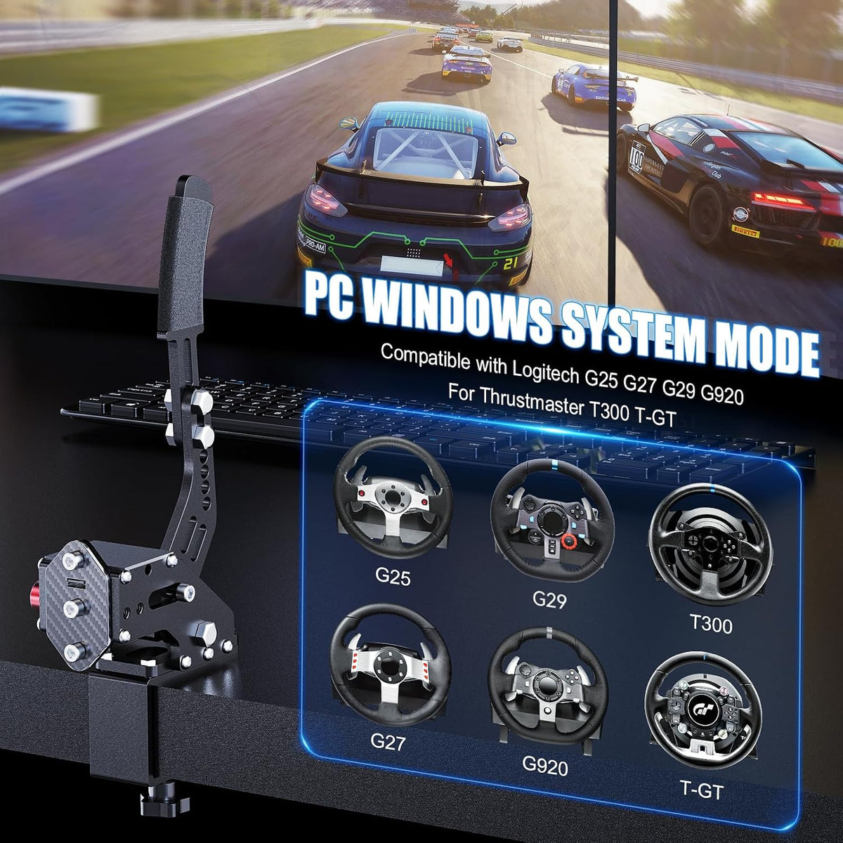 Freno de mano USB aikeec para PS4\/PS5\/PC, G27\/G29\/G920\/T300\/T...