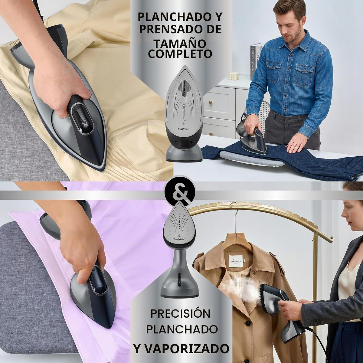 True &amp; Tidy DuoPress XL 2 en 1 vaporizador y plancha para ropa,...