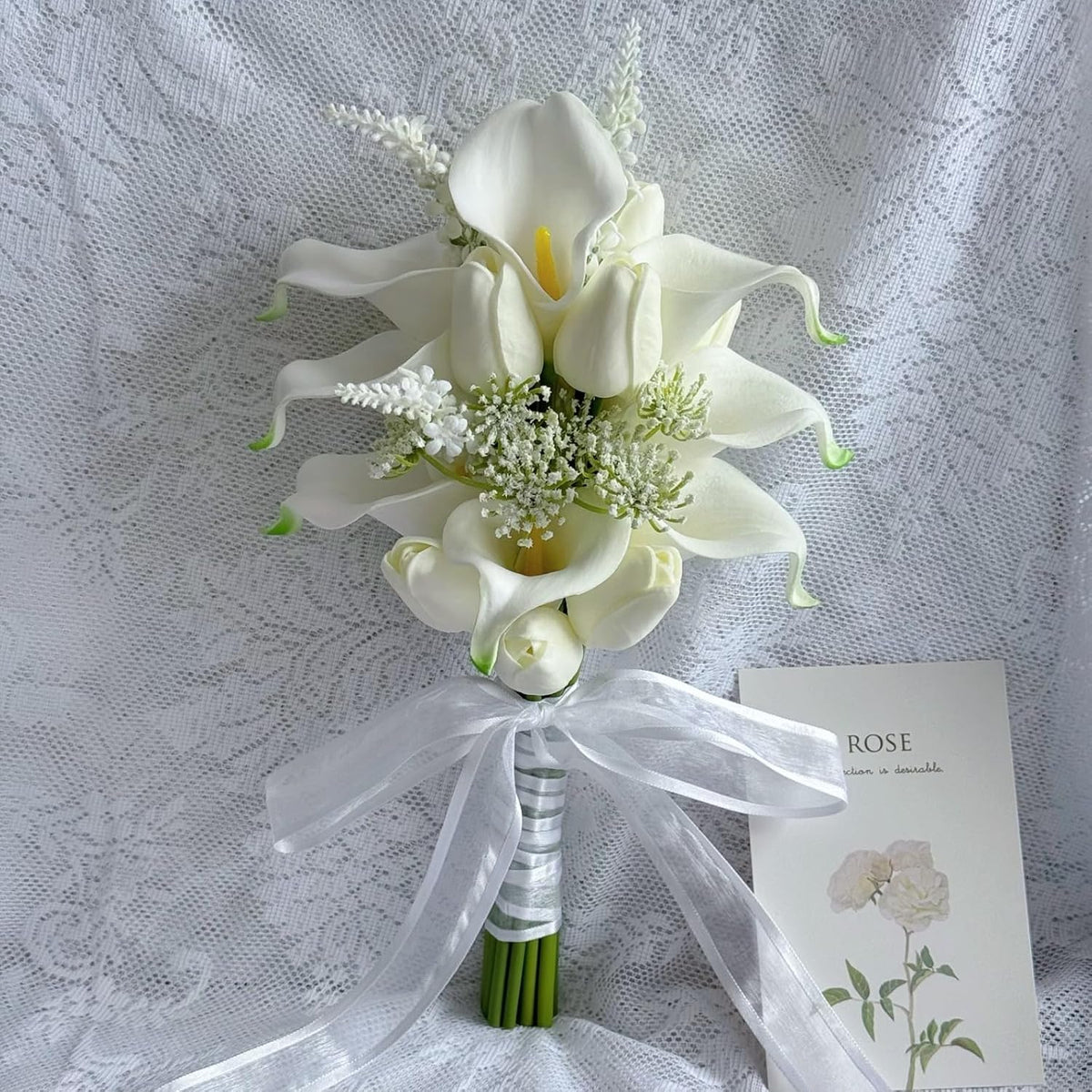 WYcYcW Ramo floral de 10 lirios artificiales con 8 tulipanes artifi...