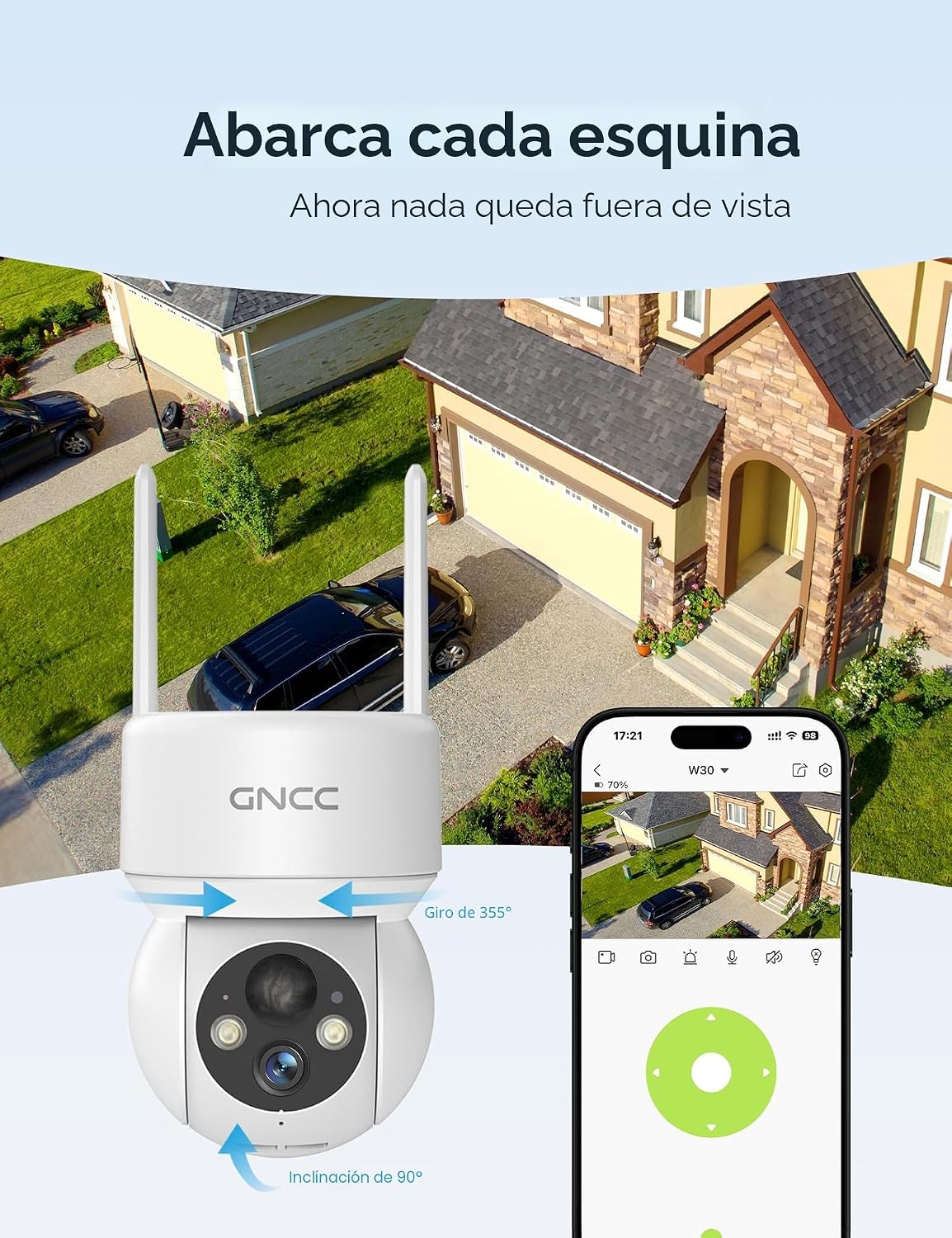 GNCC Cámaras de seguridad solares inalámbricas para exteriores, WiF...