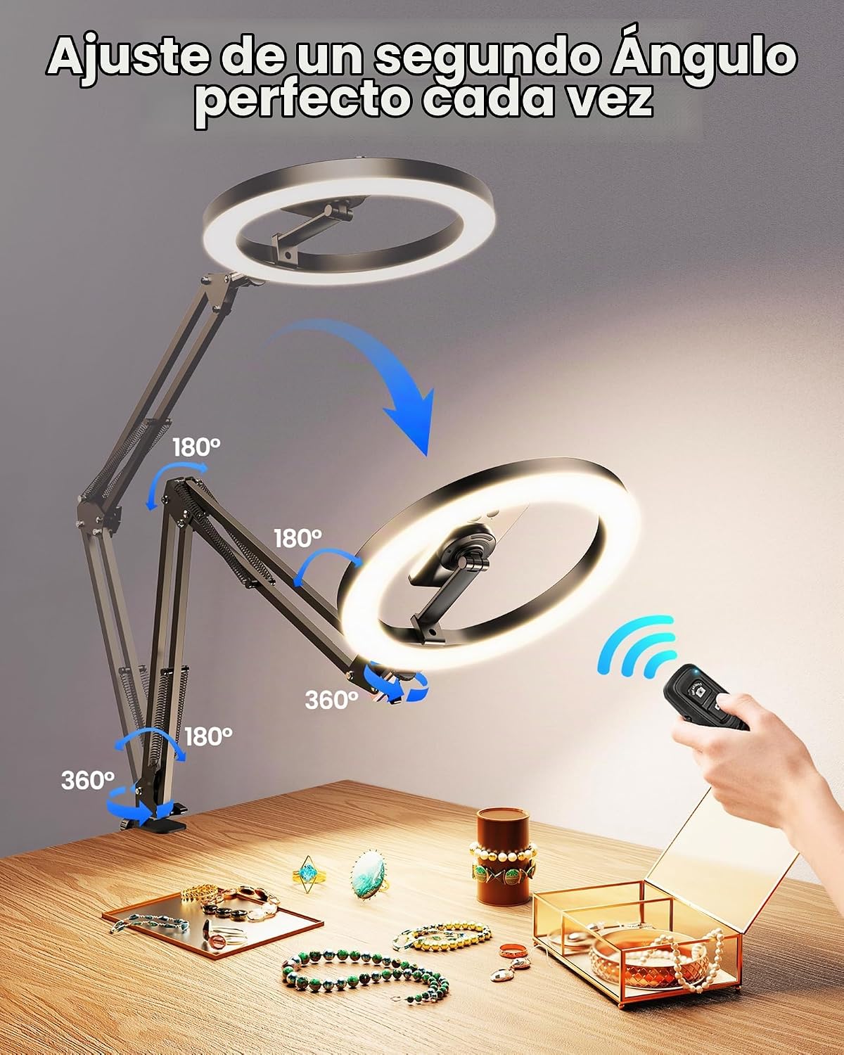 Anillo magnético de luz para cámara, soporte de teléfono para escri...