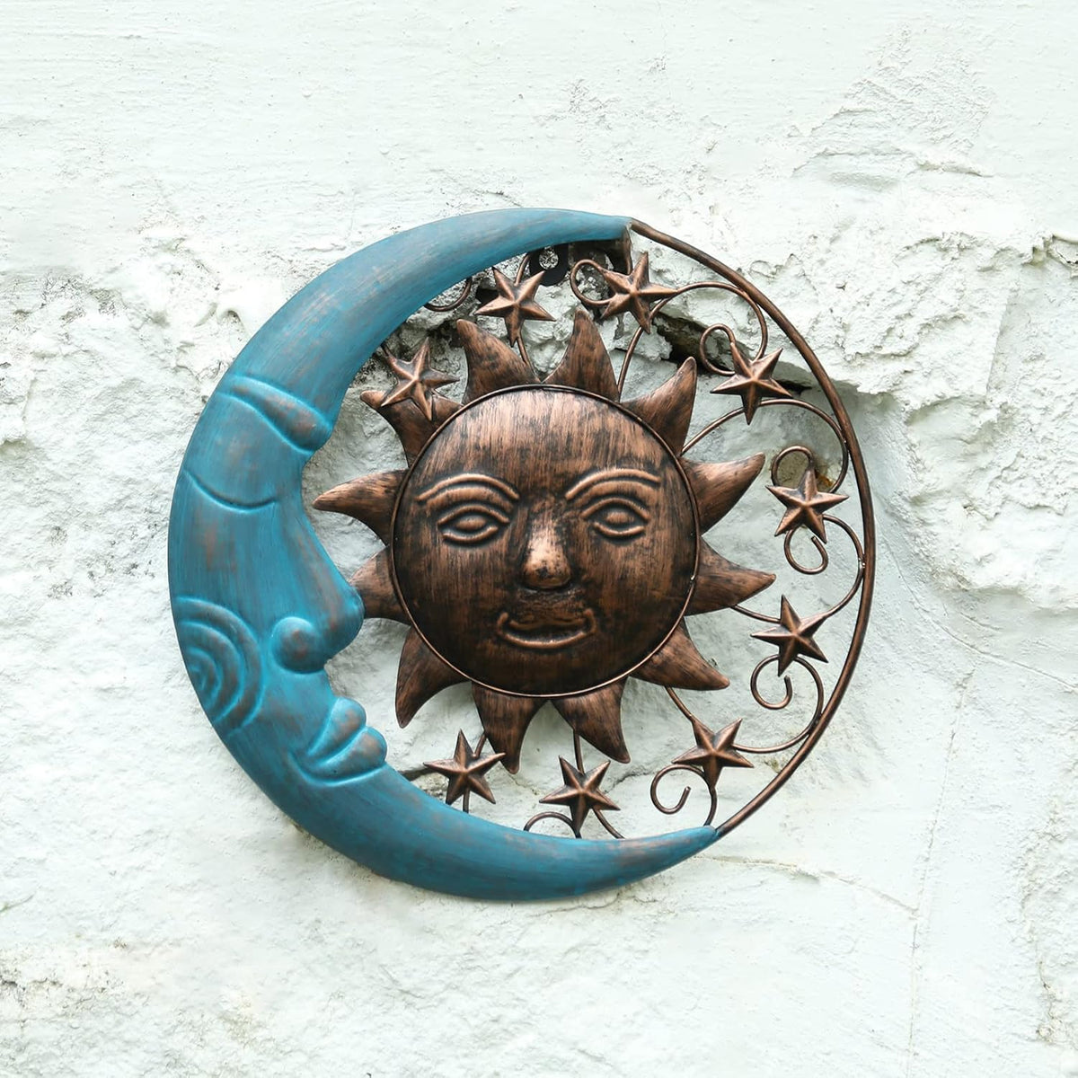 VCUTEKA Arte de Pared de Metal con Cara de Sol Decoración Exterior...