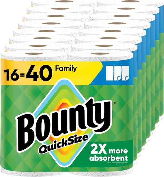 Bounty Toallas de papel de tamaño rápido, color blanco, 16 rollos f...
