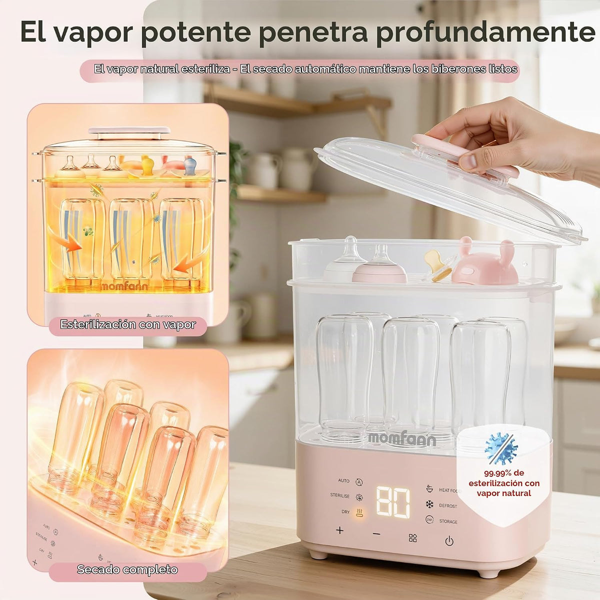 MOMFANN Esterilizador y secador de biberones para biberones, chupet...
