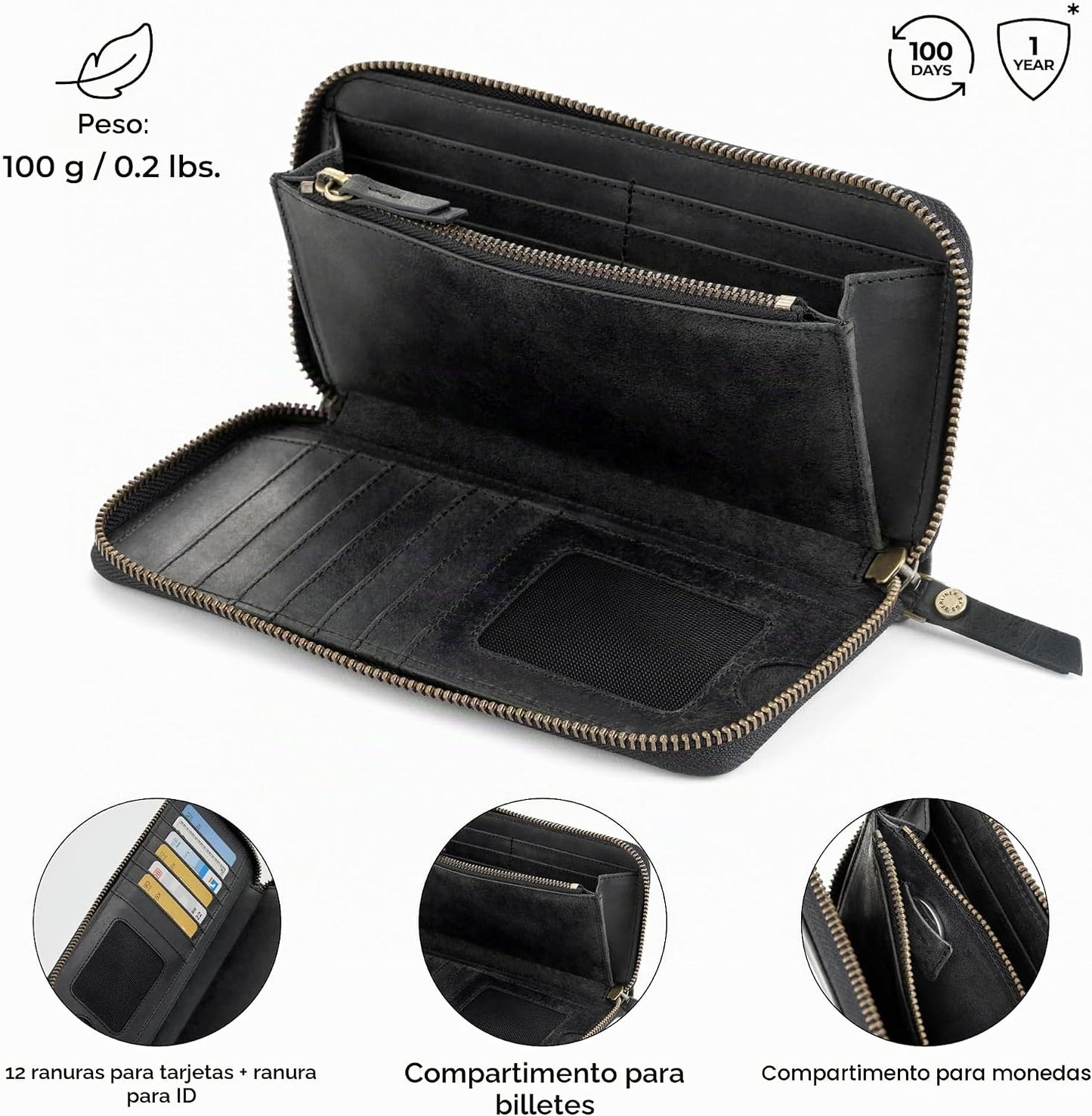 BERLINER BAGS Cartera de cuero genuino, tarjetero con bloqueo RFID...