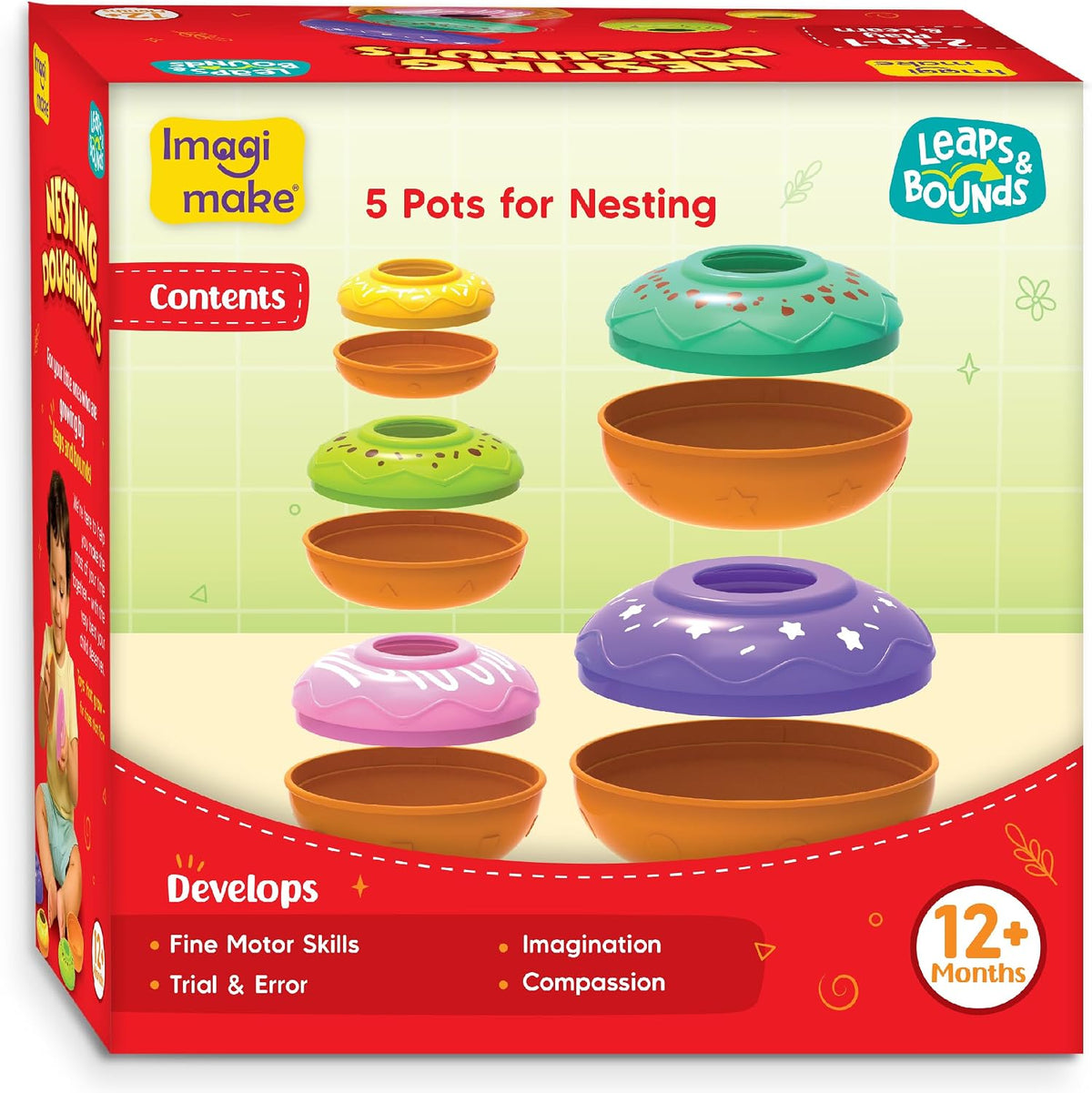Imagimake Leaps &amp; Bounds - Donas de anidación, juguete Montesso...