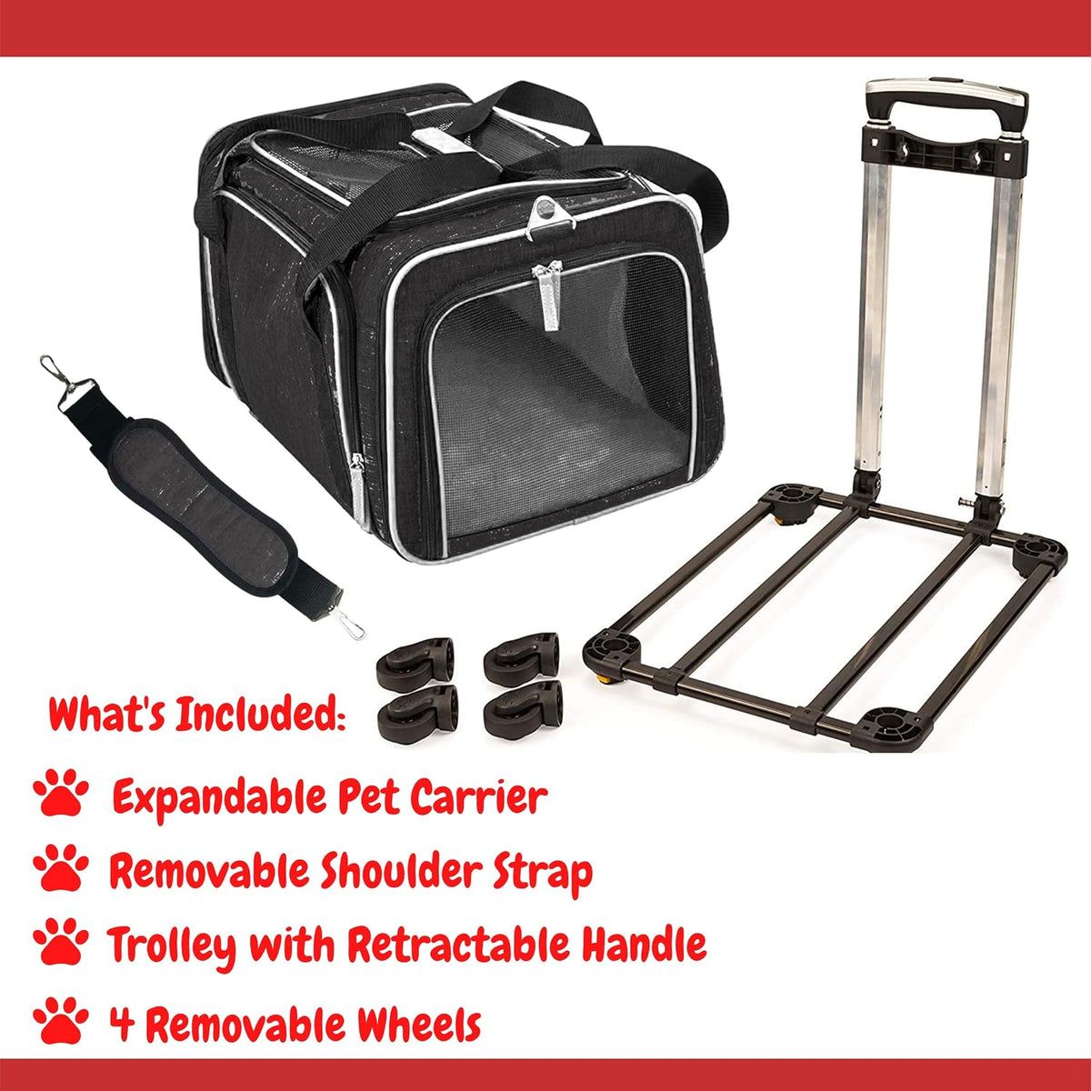 RUFF LIFE 101 Transportador de mascotas Premium expandible con rued...