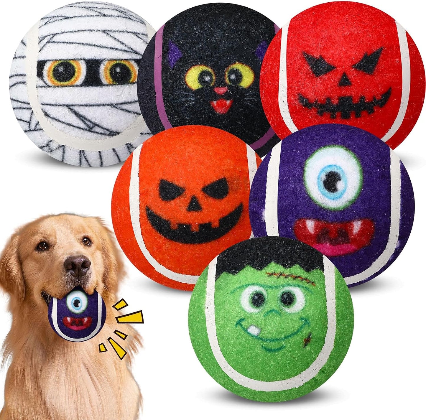 Civaner 6 juguetes de Halloween para perros a granel, pelotas de te...