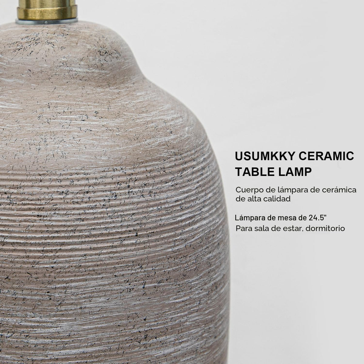 USumkky Juego de 2 lámparas de mesa de cerámica artesanal de 62,2 c...