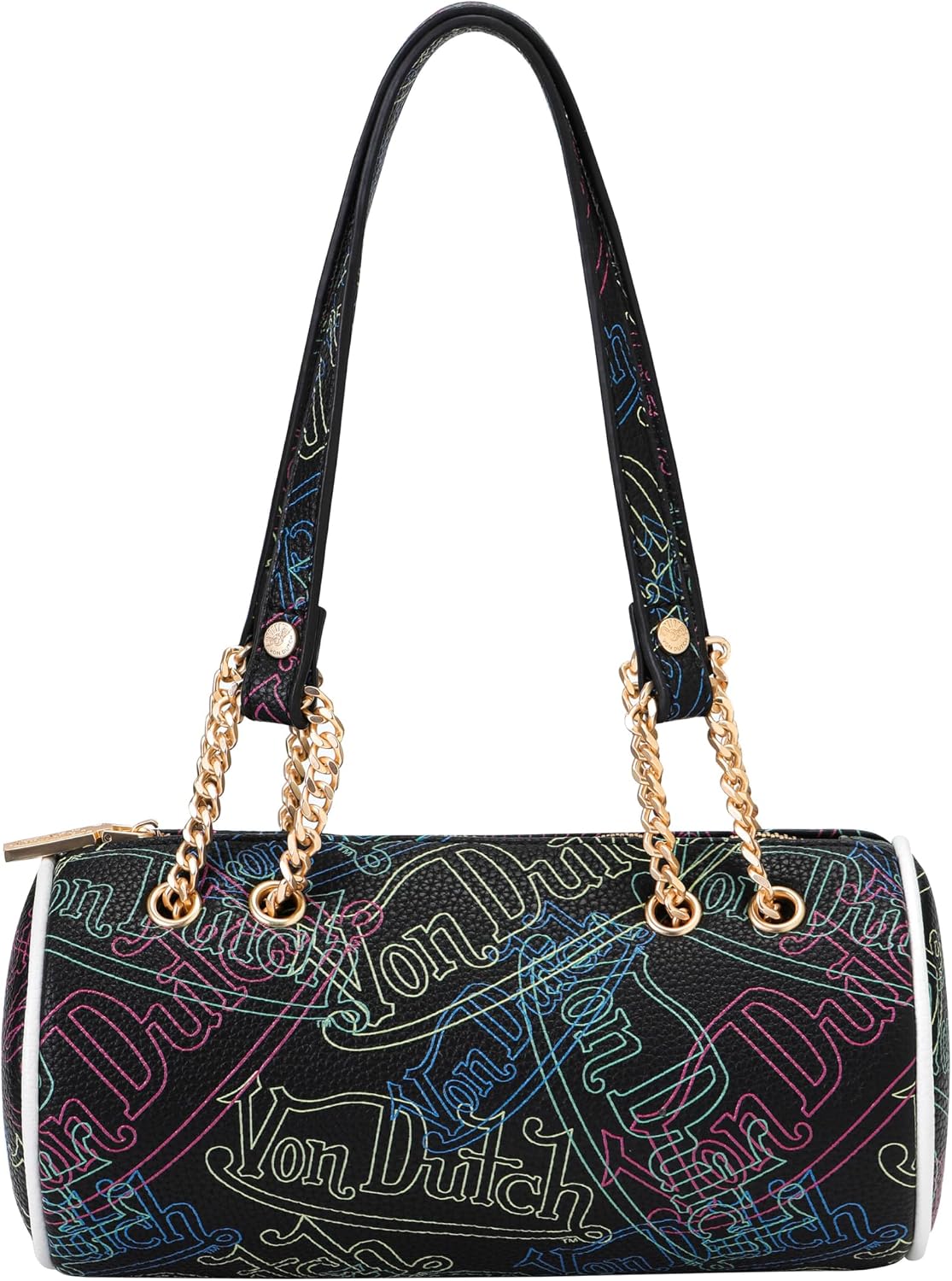 Von Dutch Bolsa de barril, bolso de hombro de cuero vegano