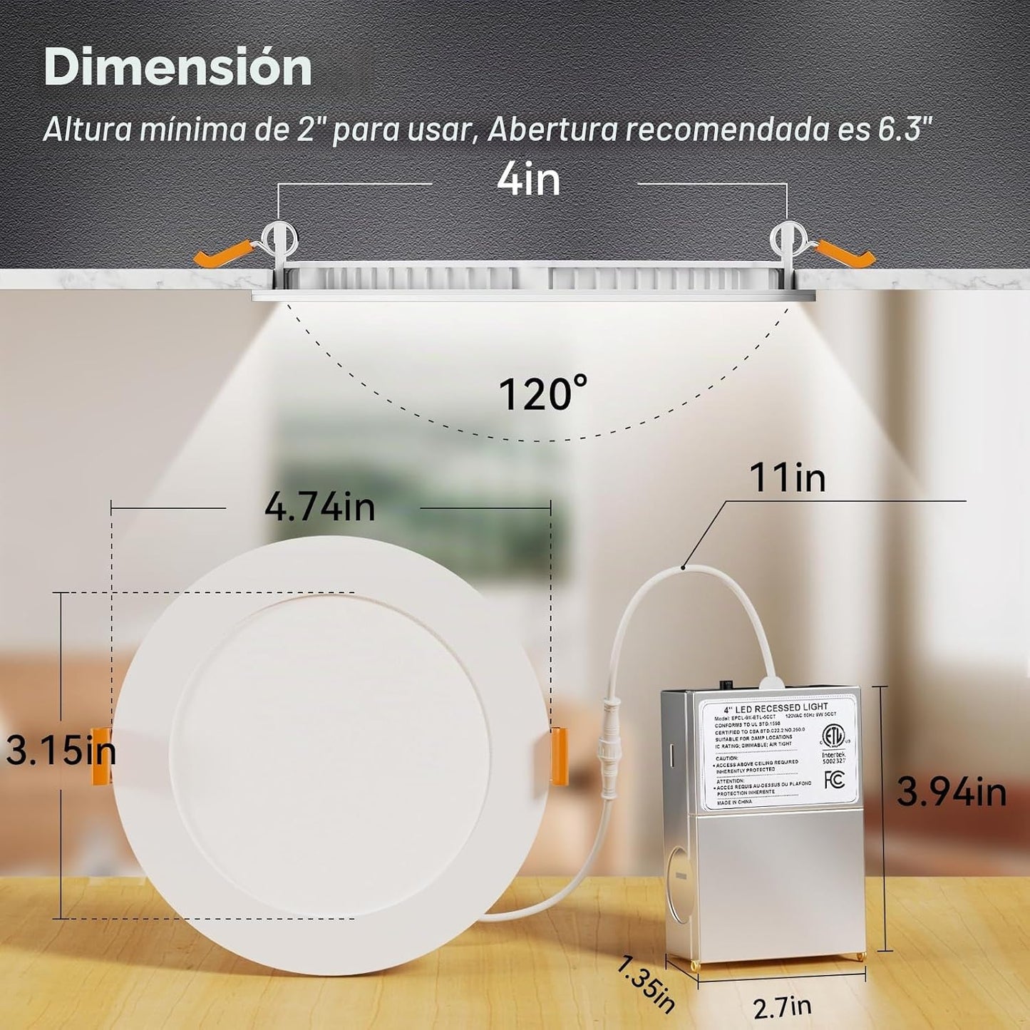 CHARKEE Paquete de 24 luces LED empotrables ultrafinas de 4 pulgada...