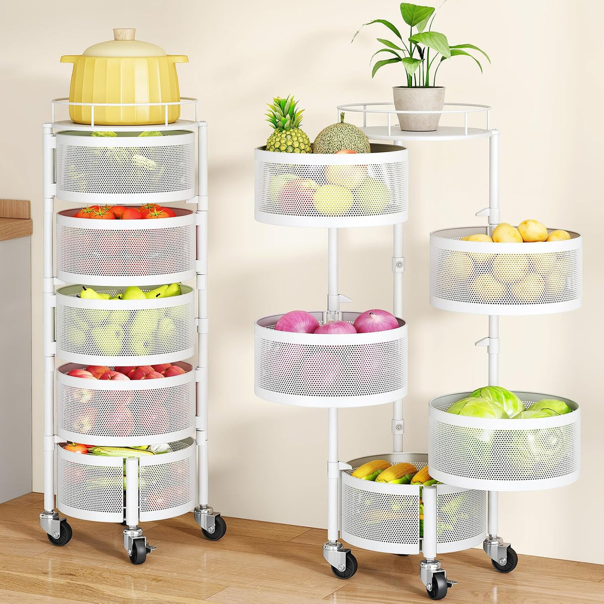 SAYZH Canasta de frutas y verduras para cocina, estante de almacena...