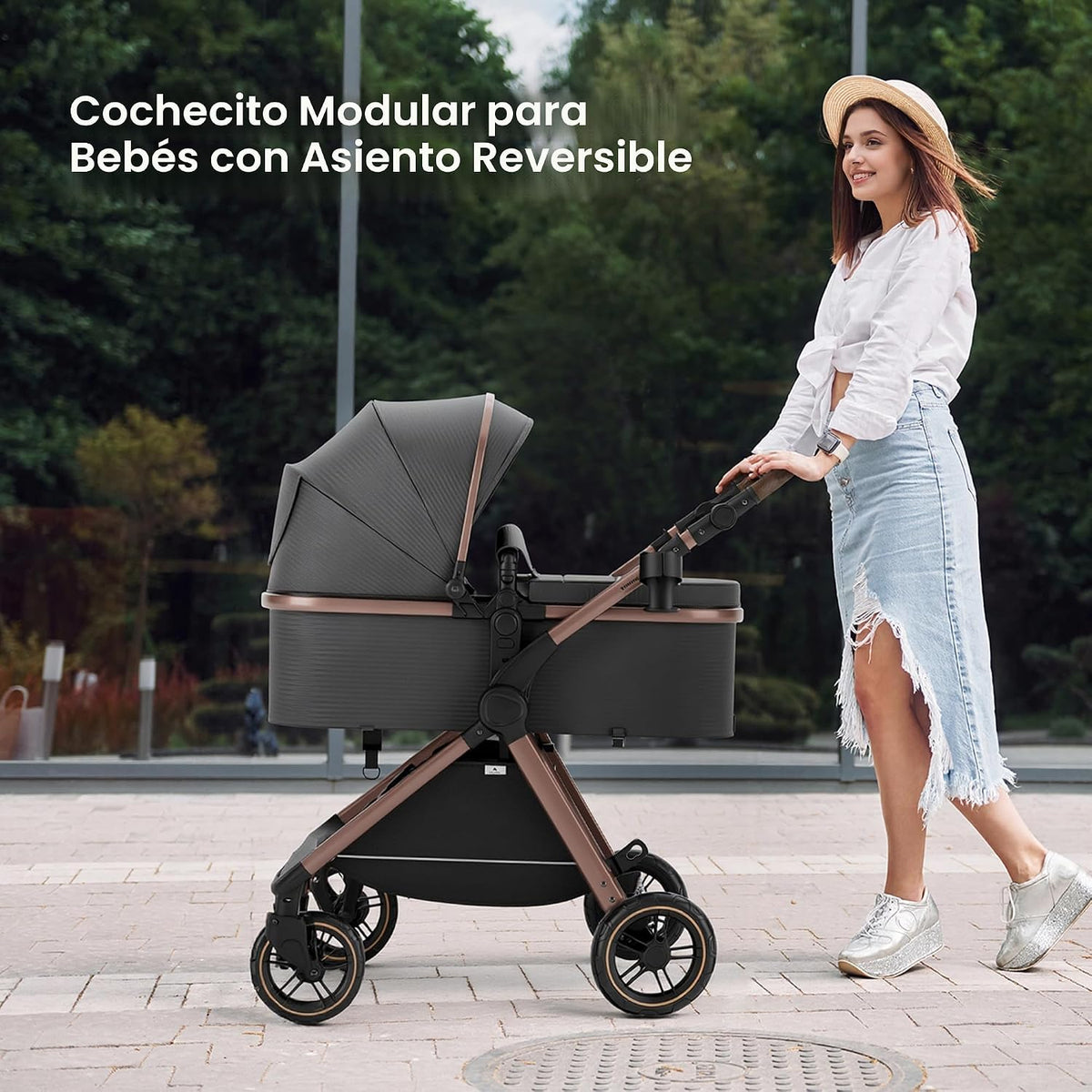 Accombe Cochecito de bebé convertible 2 en 1 para recién nacidos a...