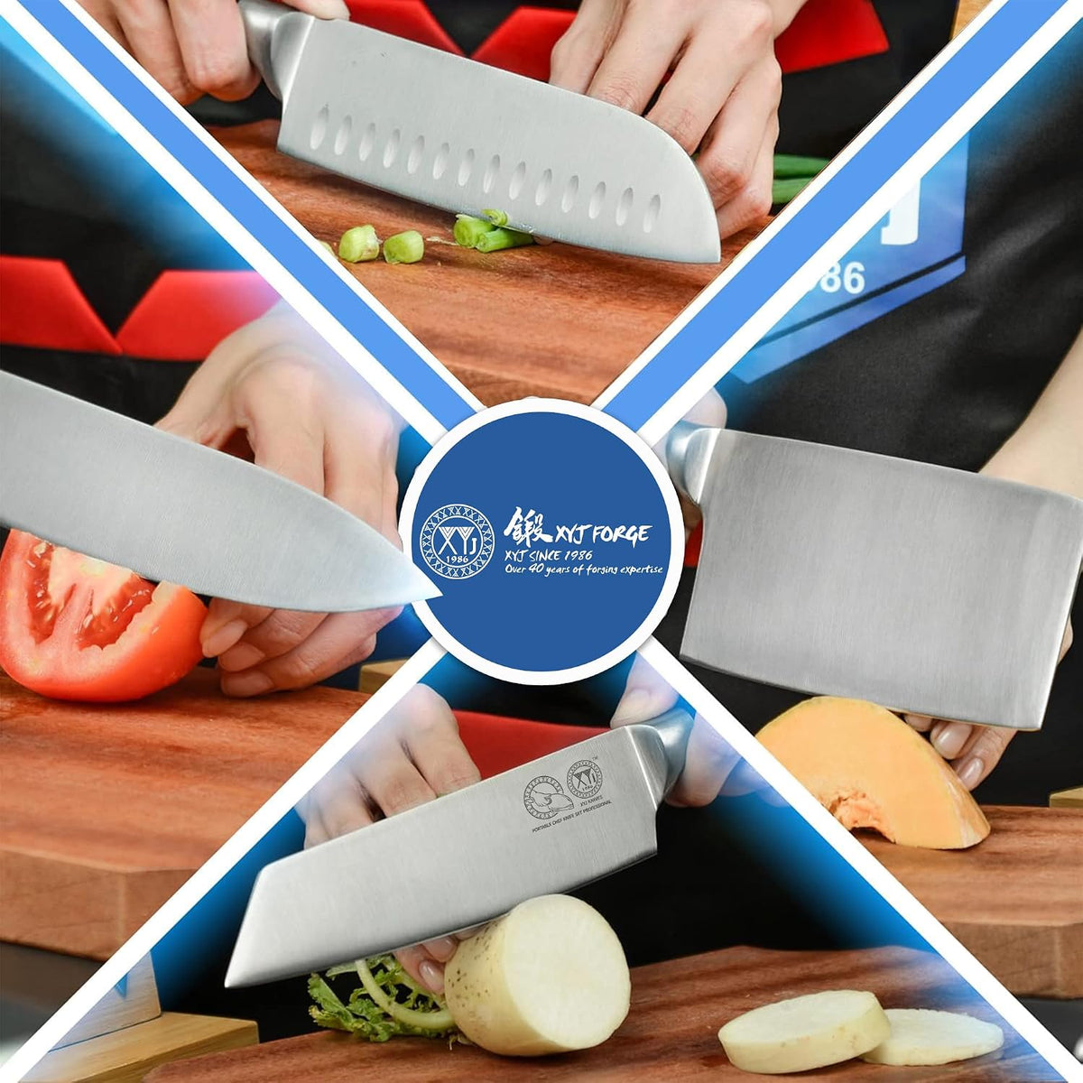 XYJ Cuchillos Auténticos desde 1986, Juego de Cuchillos de Chef Pro...