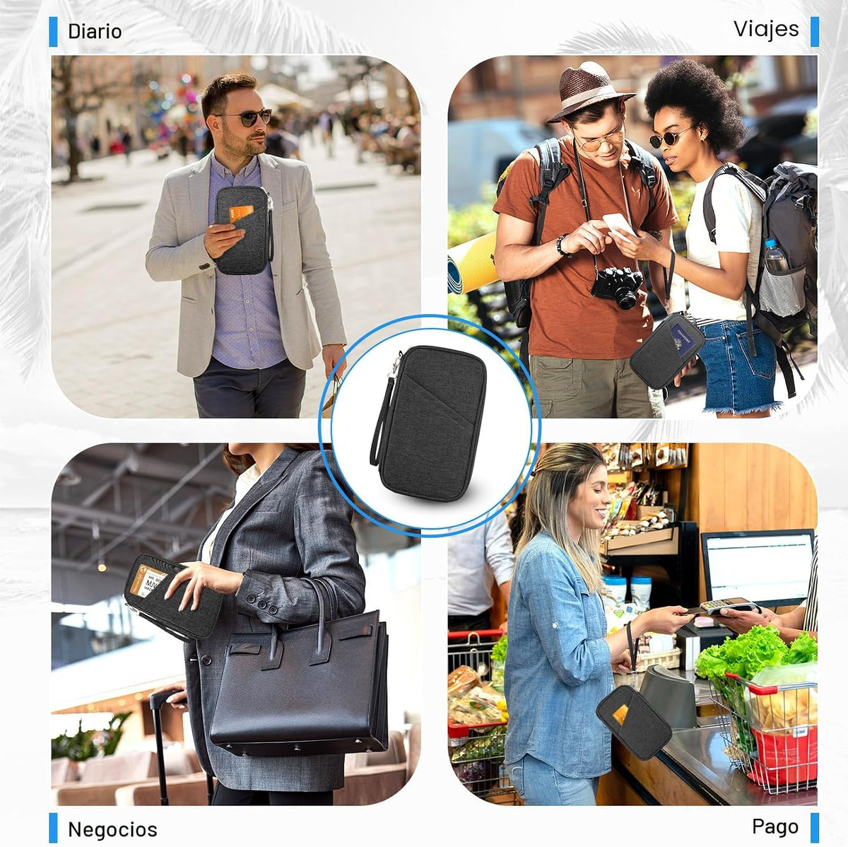 Cartera de pasaporte para familia con RFID, organizador de document...