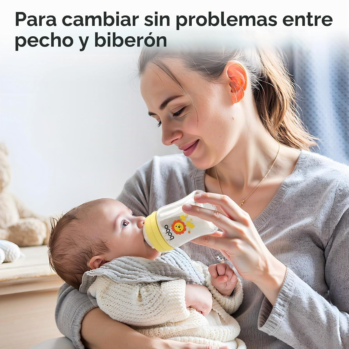 YOHKOH Biberones de vidrio para bebé con tetina de flujo lento, bib...