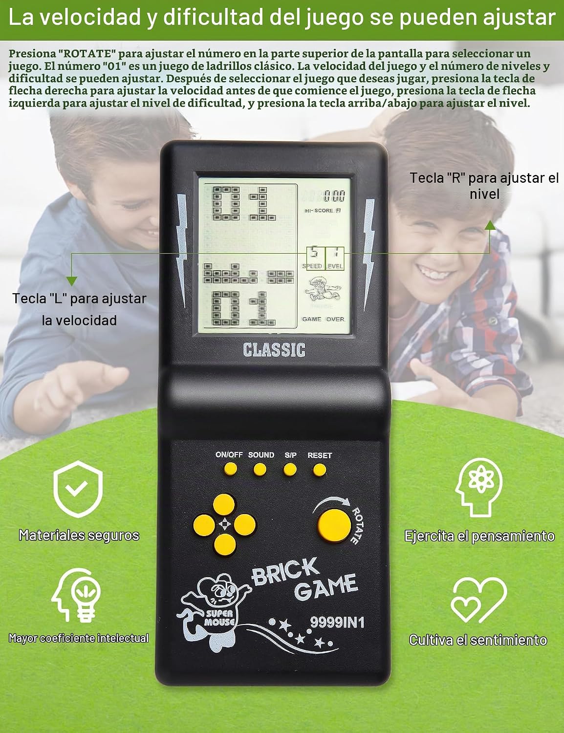 HLF Consola de Juego de Ladrillo Retro de Pantalla Grande de 3.5 Pu...