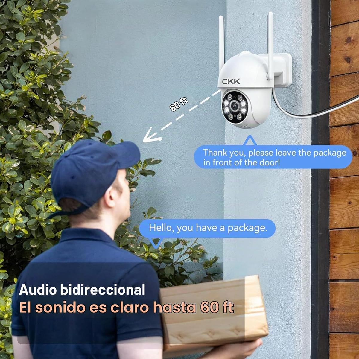 CKK Cámara de seguridad 2K con cable para exteriores, 1 cámara de s...