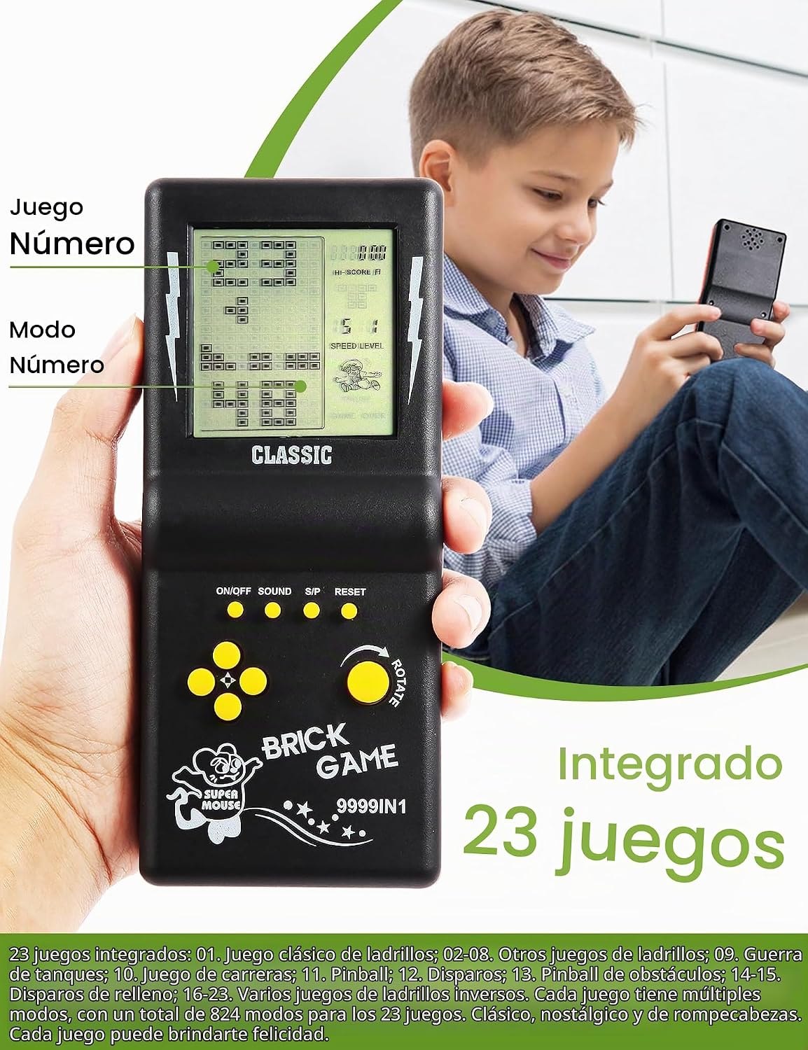 HLF Consola de Juego de Ladrillo Retro de Pantalla Grande de 3.5 Pu...