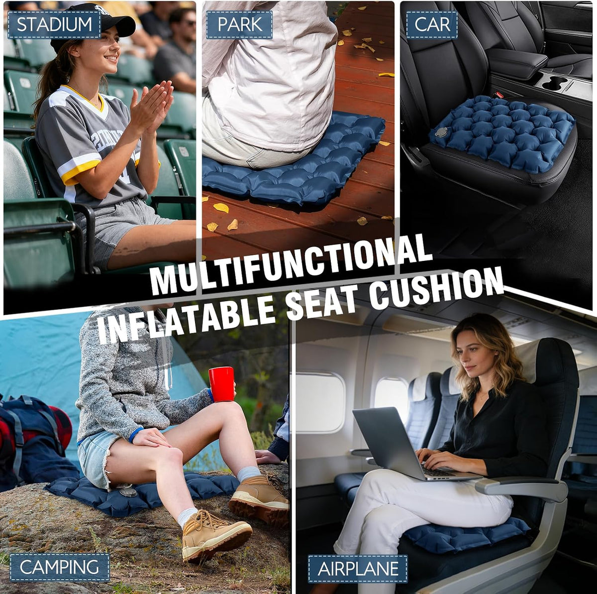 GDREAMT Cojín de asiento inflable portátil y ligero para asiento de...