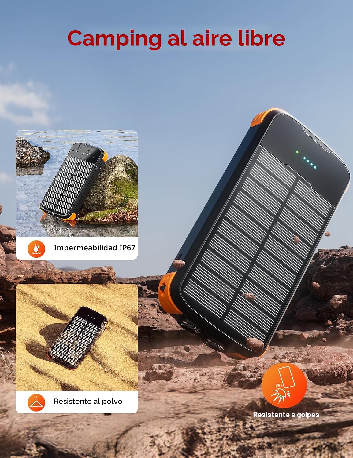 MINRISE Banco de energía solar de 40000 mAh, cargador portátil PD d...